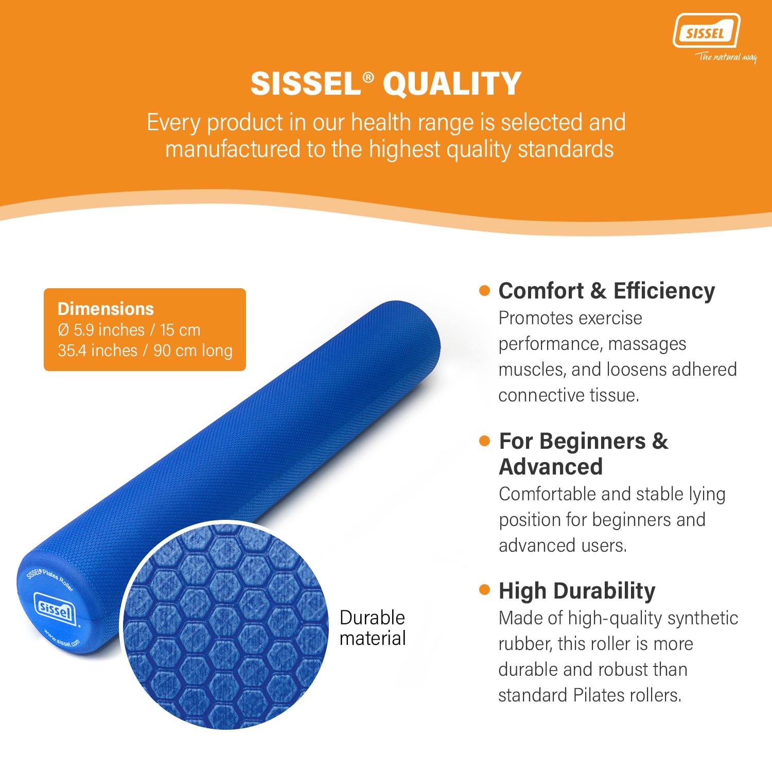 Sissel Pilates Roller 90 cm 90 Mixte Adulte, Bleu, Taille Unique