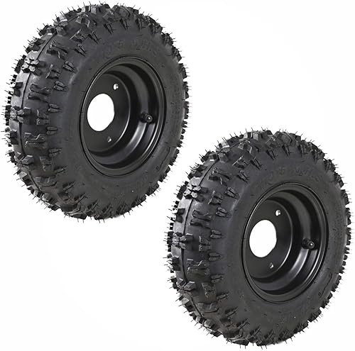 Paquete de 2 neumáticos 4.10-6 Go Kart ATV sin cámara con llanta | Llantas traseras para scooter, quad, 4 ruedas