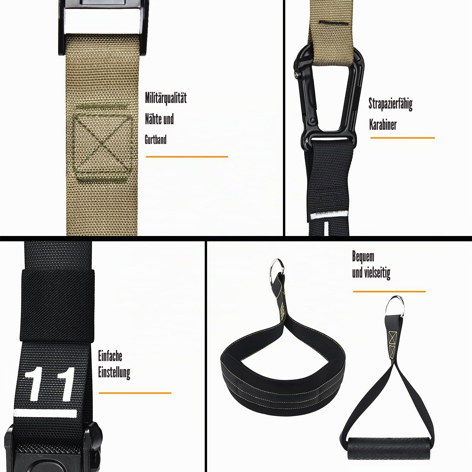 Suspension Trainer, Bodyweight Training Straps for Full Body Workouts at Home, Includes Door Anker, Extension Arms and Advanced Foot Straps