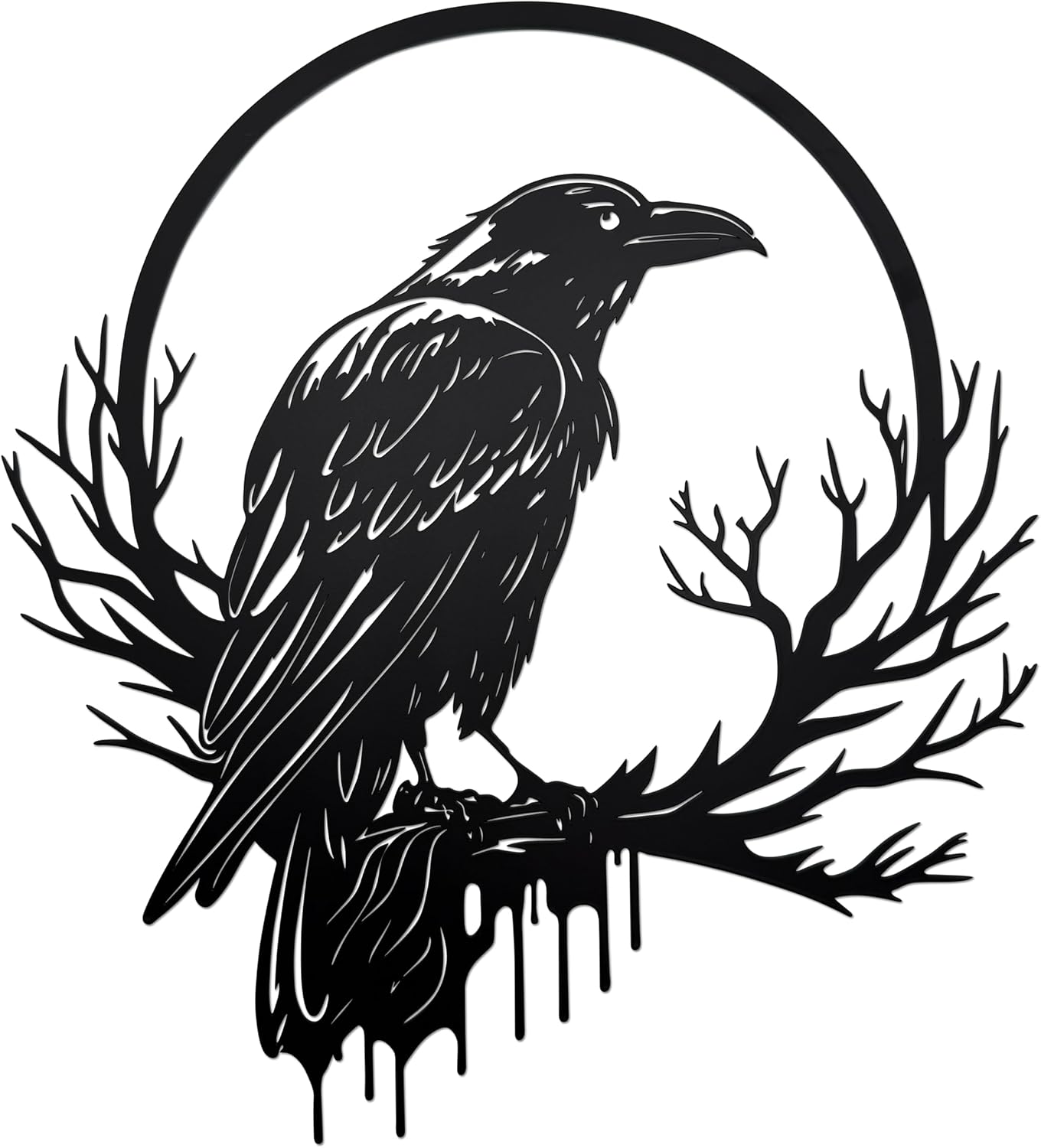 Raven Wall Art, Gothic Moon Crow Decor for Dark Living Room Wall Display