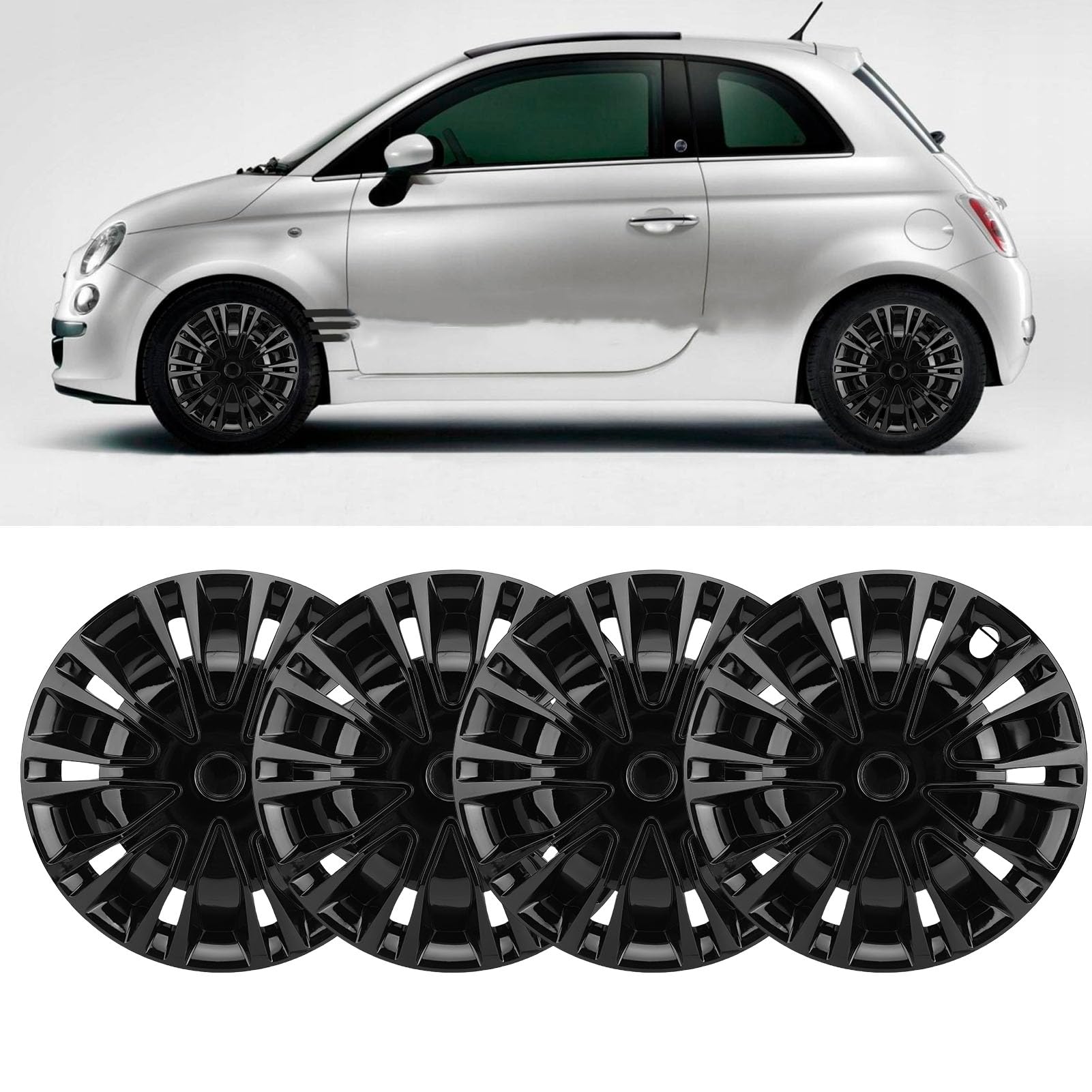 4 szt. Kołpaki, Plastikowe Kołpaki ABS do Opony R16, 16-calowe Dekoracje Samochodowe do Uniwersalnego Dopasowania (BLACK)