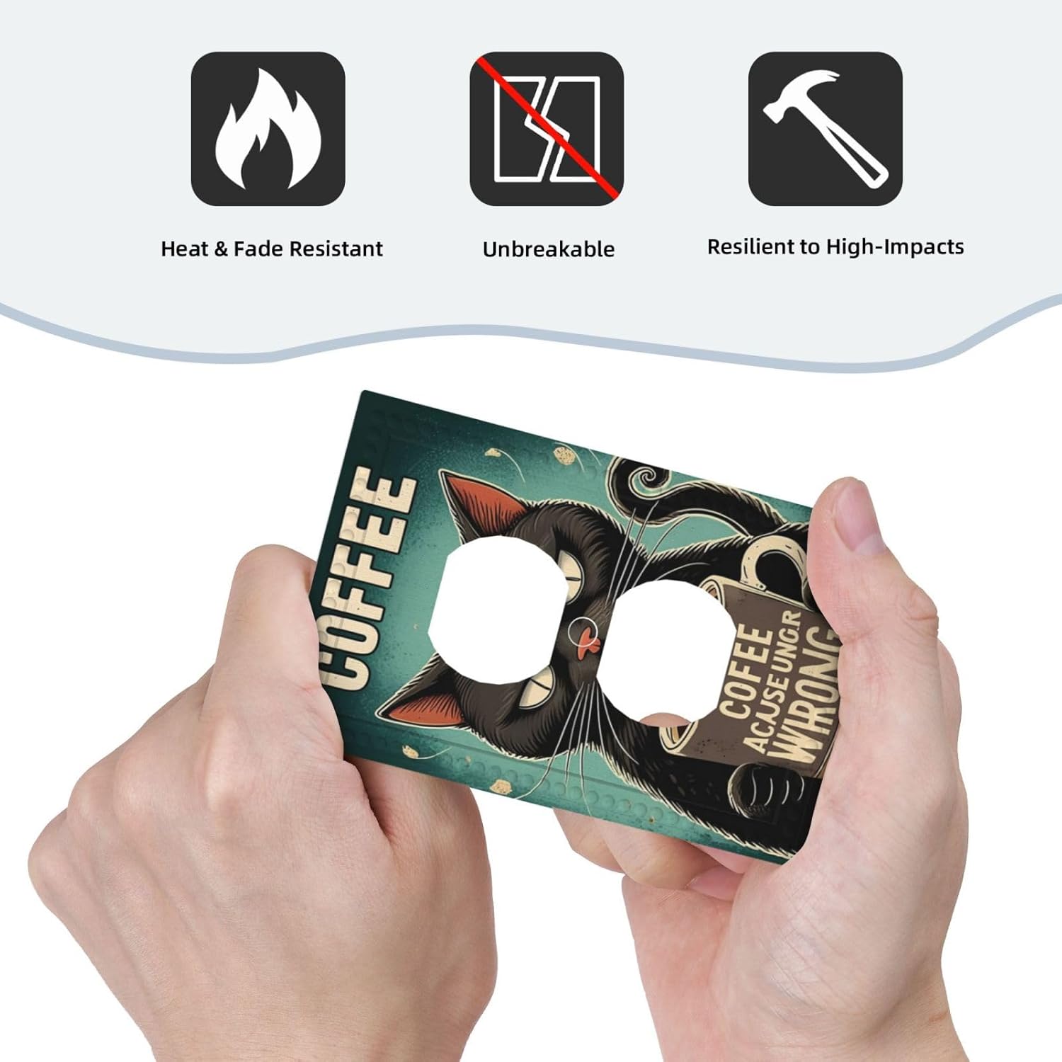 Decorative Art Light Switch Covers Back cat and coffee 1 Gang Single Duplex Outlet Wall Plate Switchplate Electrical Faceplate