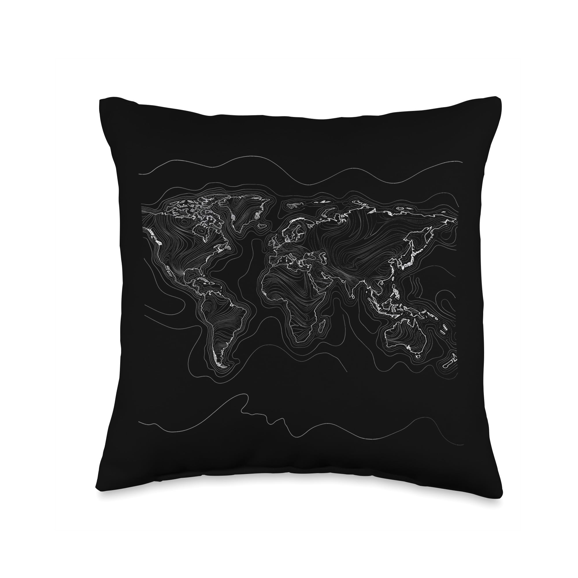 World Map Contour Throw Pillow