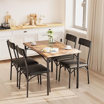 5-Piece Dining Table Set, Dining Table and Chairs Set for 4
