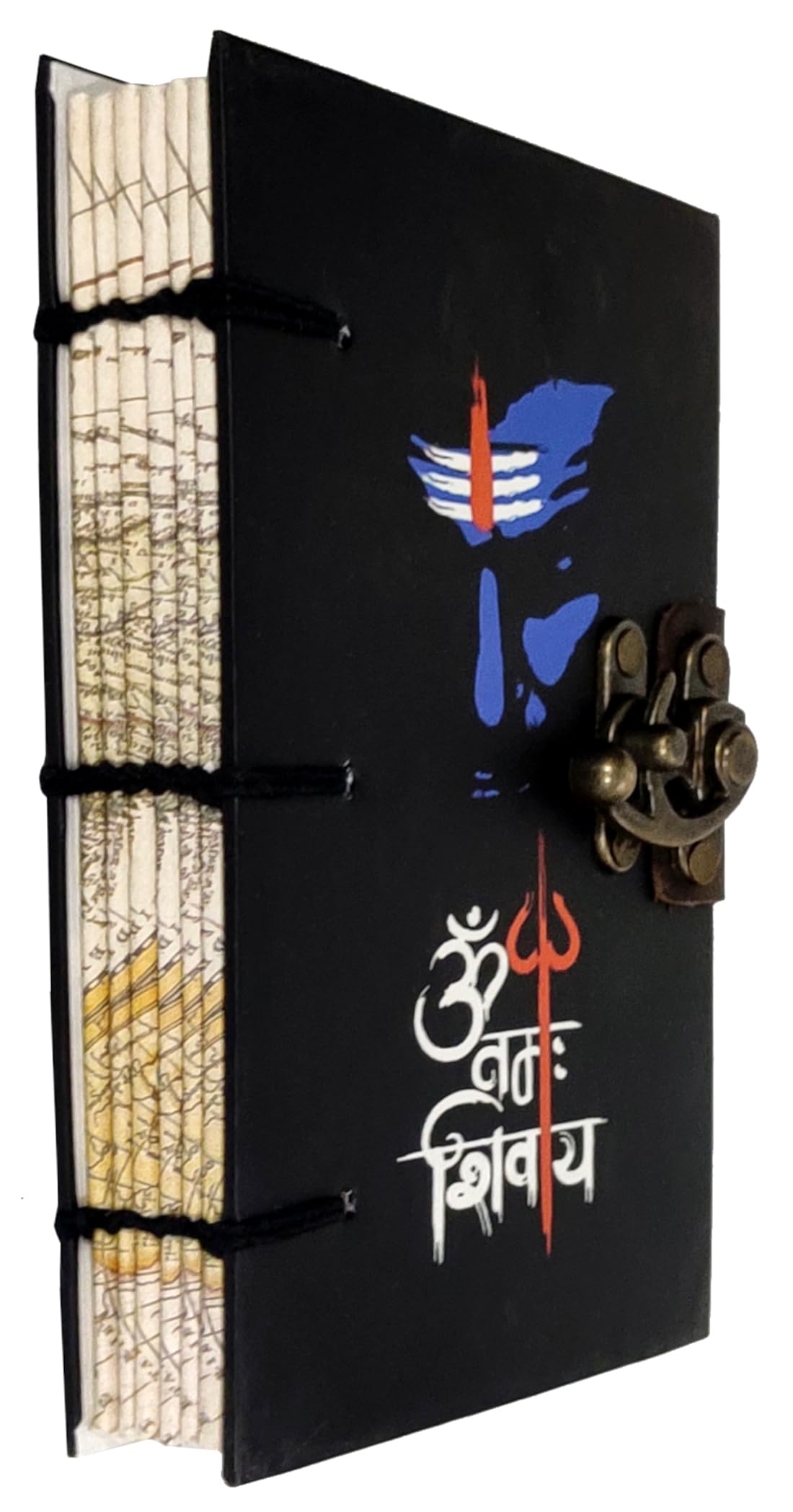 Purpledip Paper Vintage Diary Journal 'Om Namah Shivay': Handmade Paper, Hard Bound, Unique Lock, Eco Friendly Notepad - Image 3