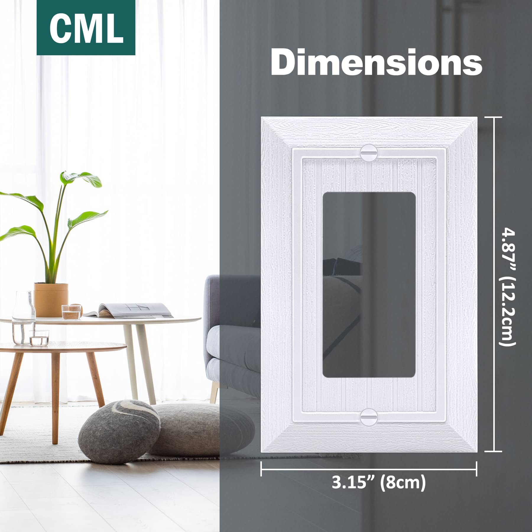 CML – Lot De 20 Plaques Murales Décoratives Surdimensionnées, Couvercles De Prise De Courant électrique, Grandes Plaques D'interrupteur à 1 Interrupteur, 8,9 X 14 Cm, Résistantes Aux Chocs, Blanc
