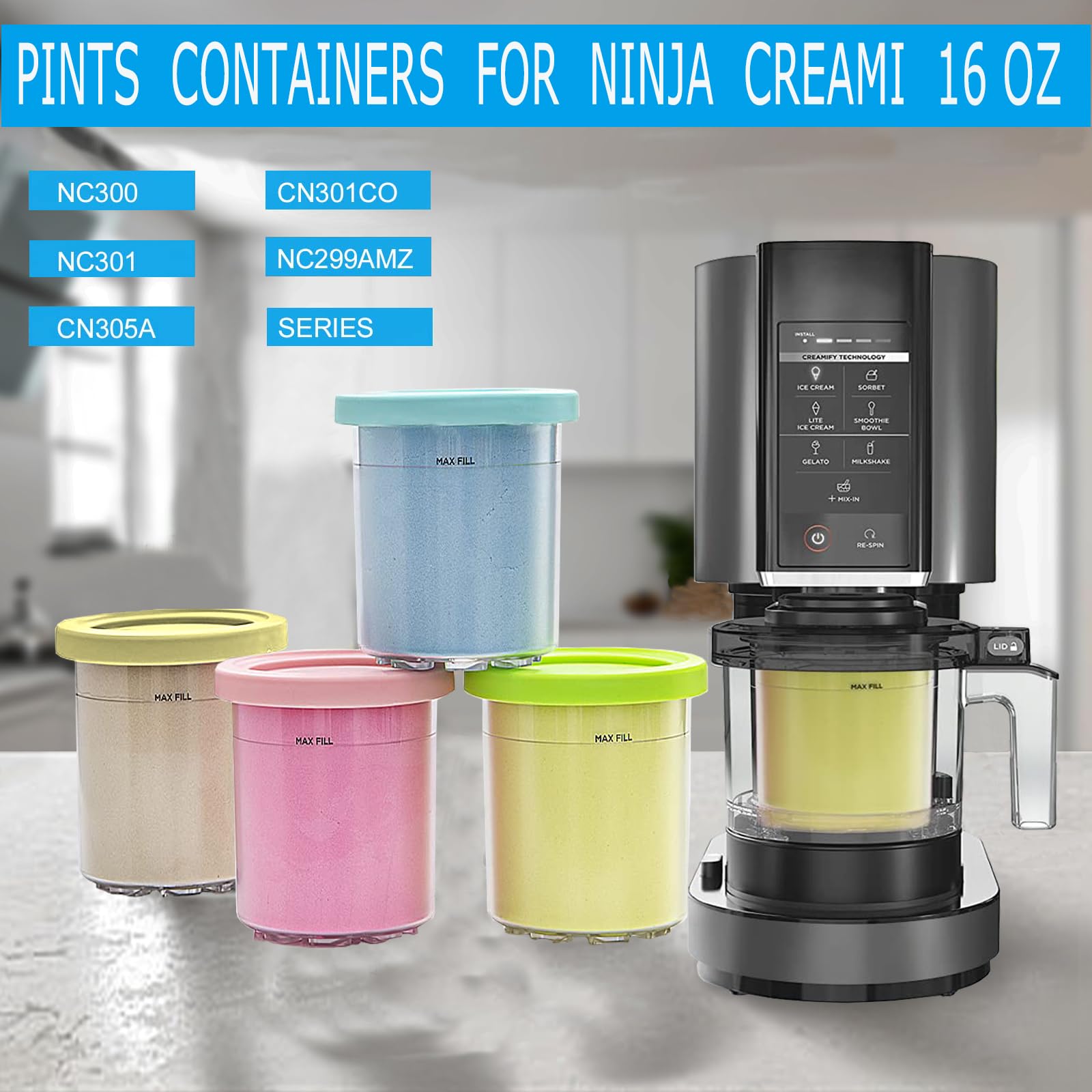 Ninja Creami IJsbakjes, 4 Stuks Containers Met Deksel En Lepels Roomijscontainer Voor Creami Ijsbekers Vaatwasmachinebestendig Geniet Van Gelato Sorbets Milkshakes 663625956 Ninja Creami IJsbakjes, 4 Stuks Containers Met Deksel En Lepels Roomijscontainer Voor Creami Ijsbekers Vaatwasmachinebestendig Geniet Van Gelato Sorbets Milkshakes 663625956