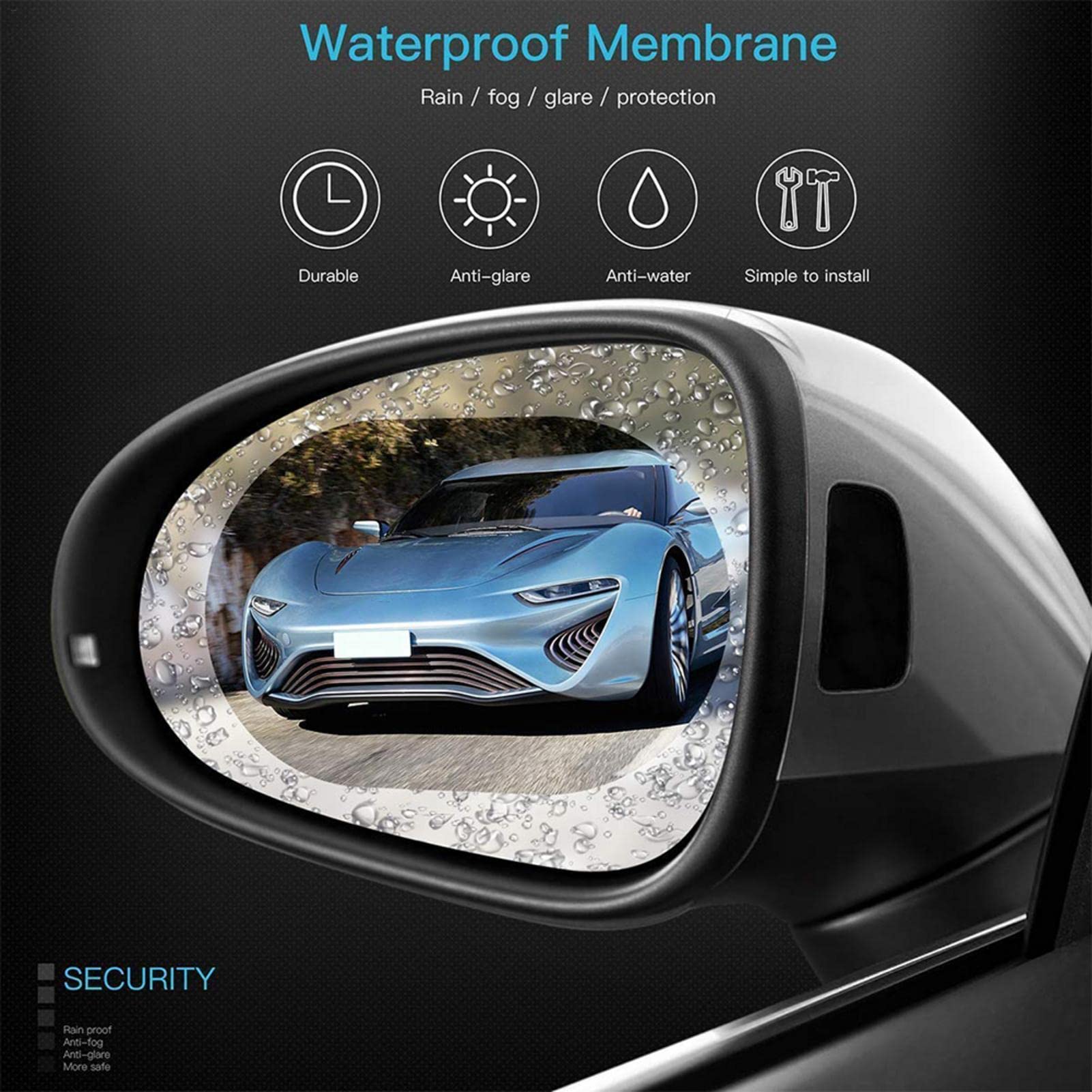 Auto-Rückspiegel-wasserdichte Folie, Regensichere Spiegel-Schutzfolie, Klare Sic