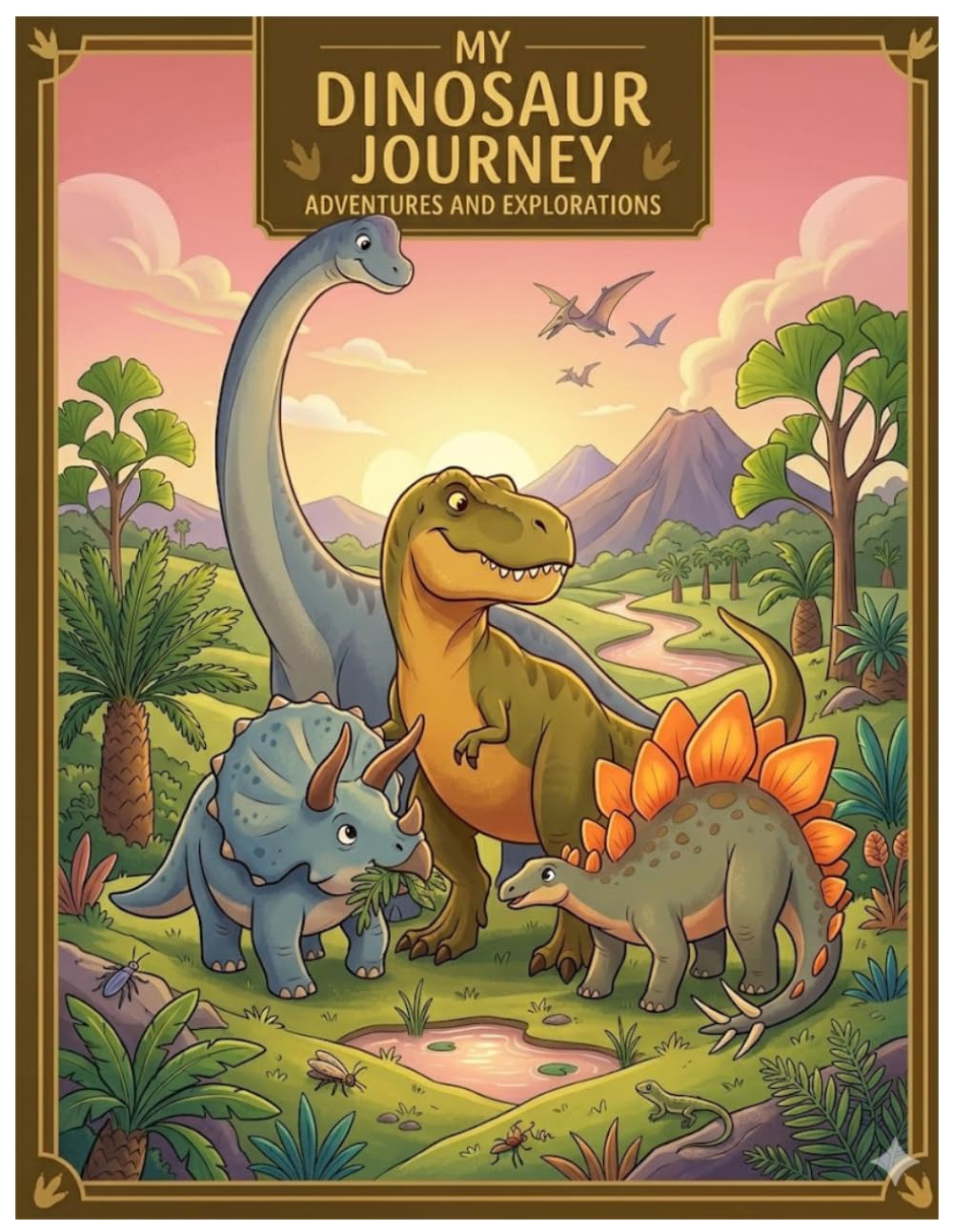 My Dinosaur Journey: Adventures and Explorations: A Cute Dinosaur Coloring Book for Kids Ages 5-8 with Bold Lines, Easy Prehistoric Scenes, and Dinosaur Names to Color