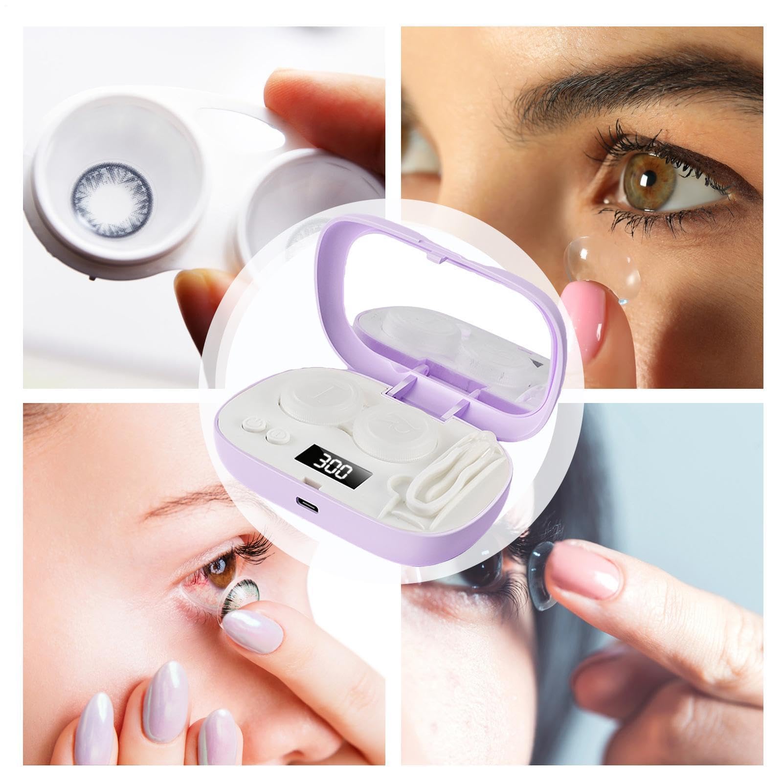 Limpiador Ultrasónico De Lentillas Temporizador Ultrasónico Portátil de 5 | Estuche de Viaje para Lentillas Para Hombres Y Mujeres, Diario, Viajes, Hogar, Oficina, Negocios, Escuela