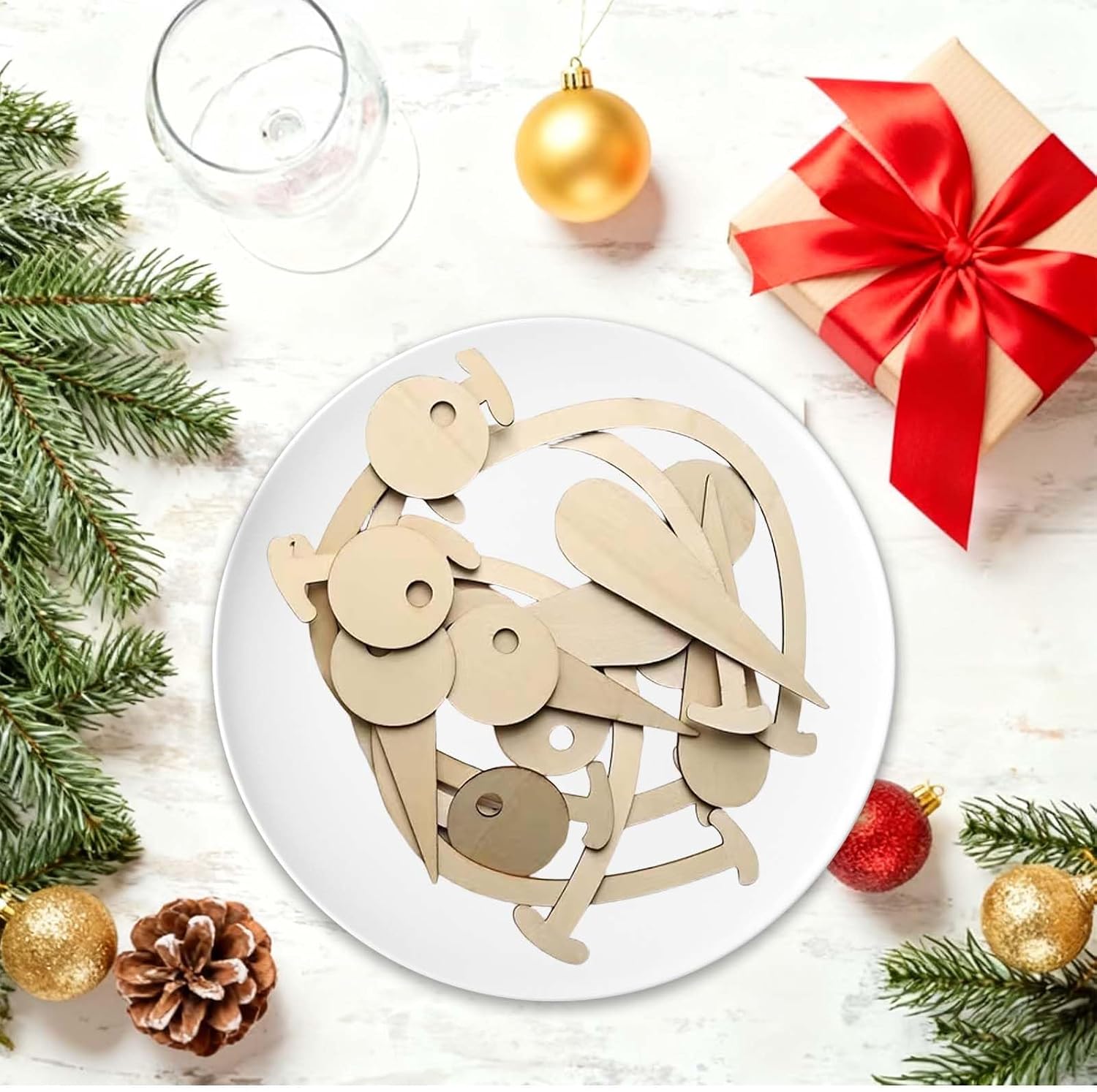 10Pcs Wooden Snowman Face Blank, Christmas Wooden Snowman Face Blank Craft Kits with Storage Box, Reusable DIY Snowman Crafts for Christmas Home, Wall Decorations, Party Supplies, Handmade Activities image 3