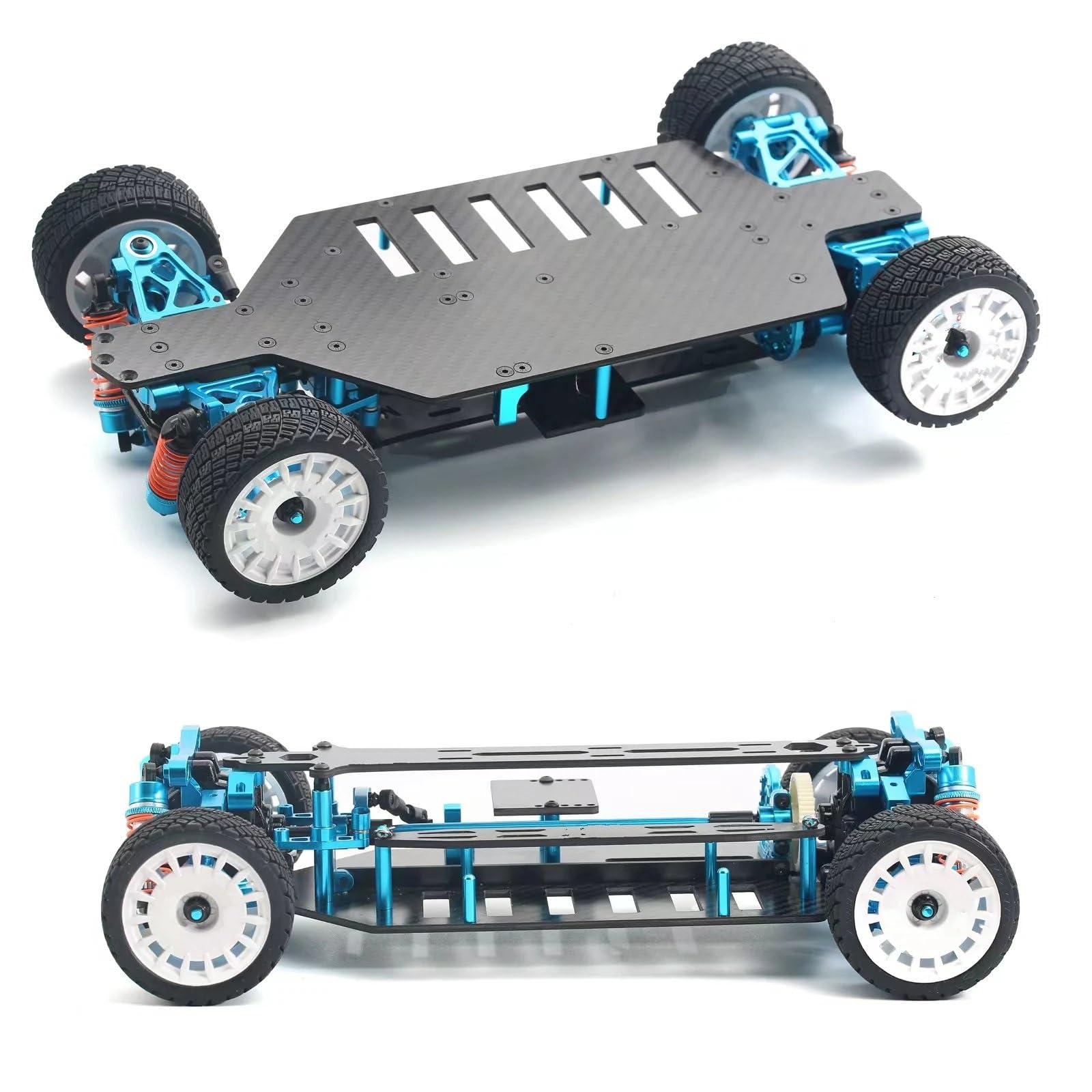 Piezas Coche RC para Tamiya para TT02 1/10 4WD RC Coche Marco Fibra Carbono Aleación Aluminio DIY para Modelo Touring On-derrape En Carretera para Carreras Coche Mejora Piezas Kit