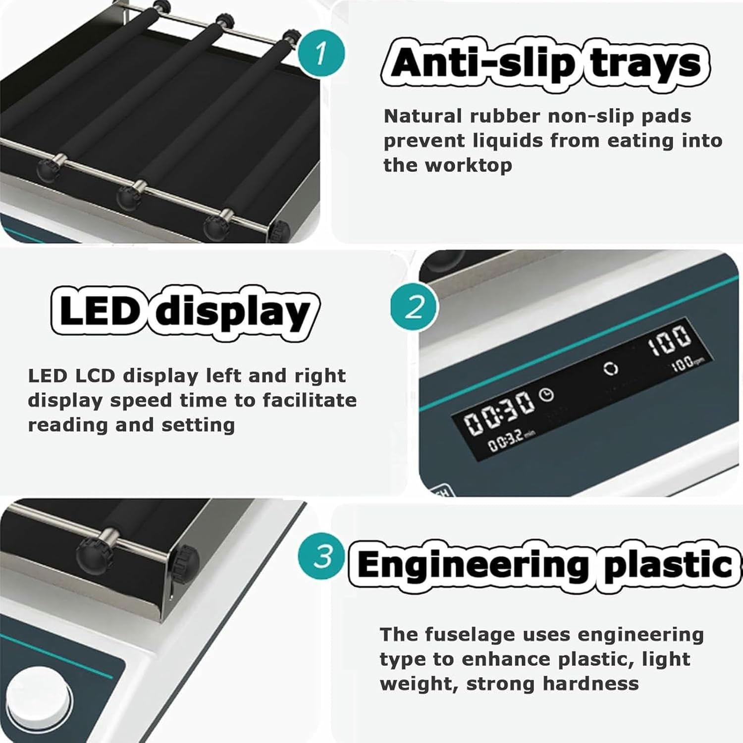 FLTRGO Digital Orbital Agitator for Laboratory Use, Adjustable Speed 40-200 RPM with Timer and Continuous Mode, Ideal for Mixing and Mixing ~/