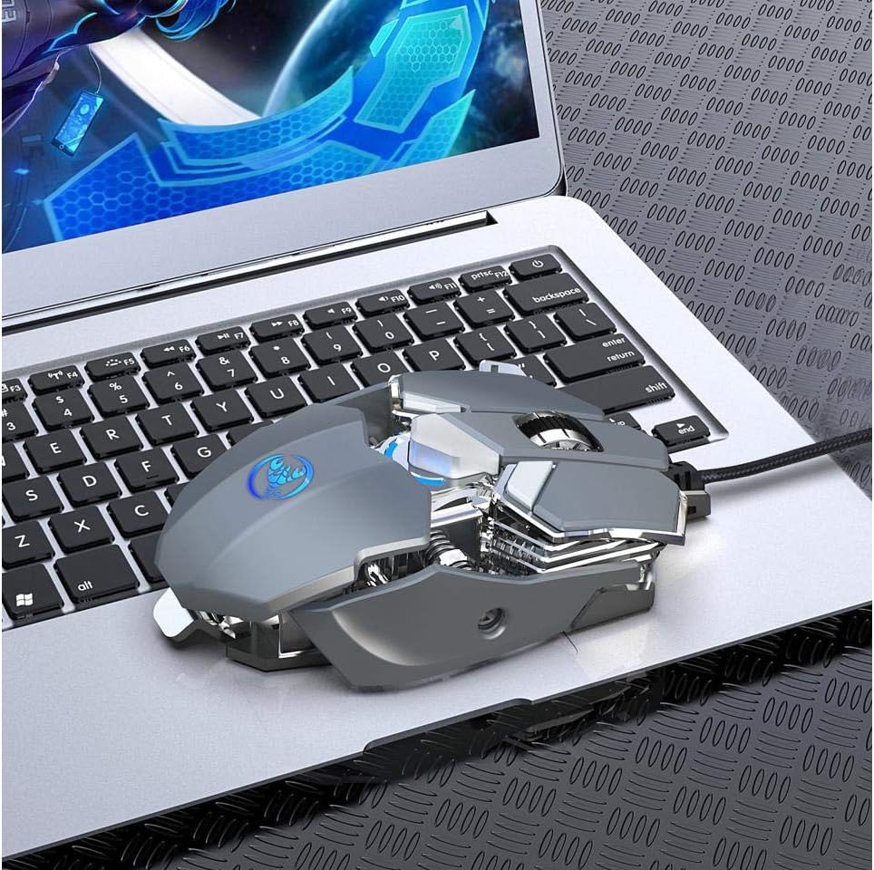 RGB Wired Gaming Mouse Backlit Programmable Mechanical Mouse up to 6400 DPI for Windows PC Gamers