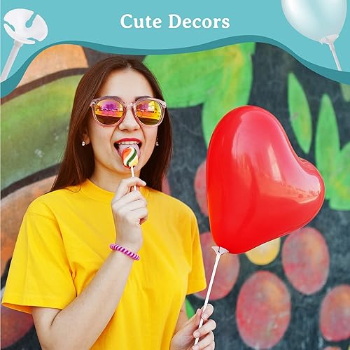 Miniatura 5 de PP OPOUNT 35 barras de globo, barras de globos de plástico de 12.6 pulgadas, soportes para globos para aniversario, boda, cumpleaños, decoración de