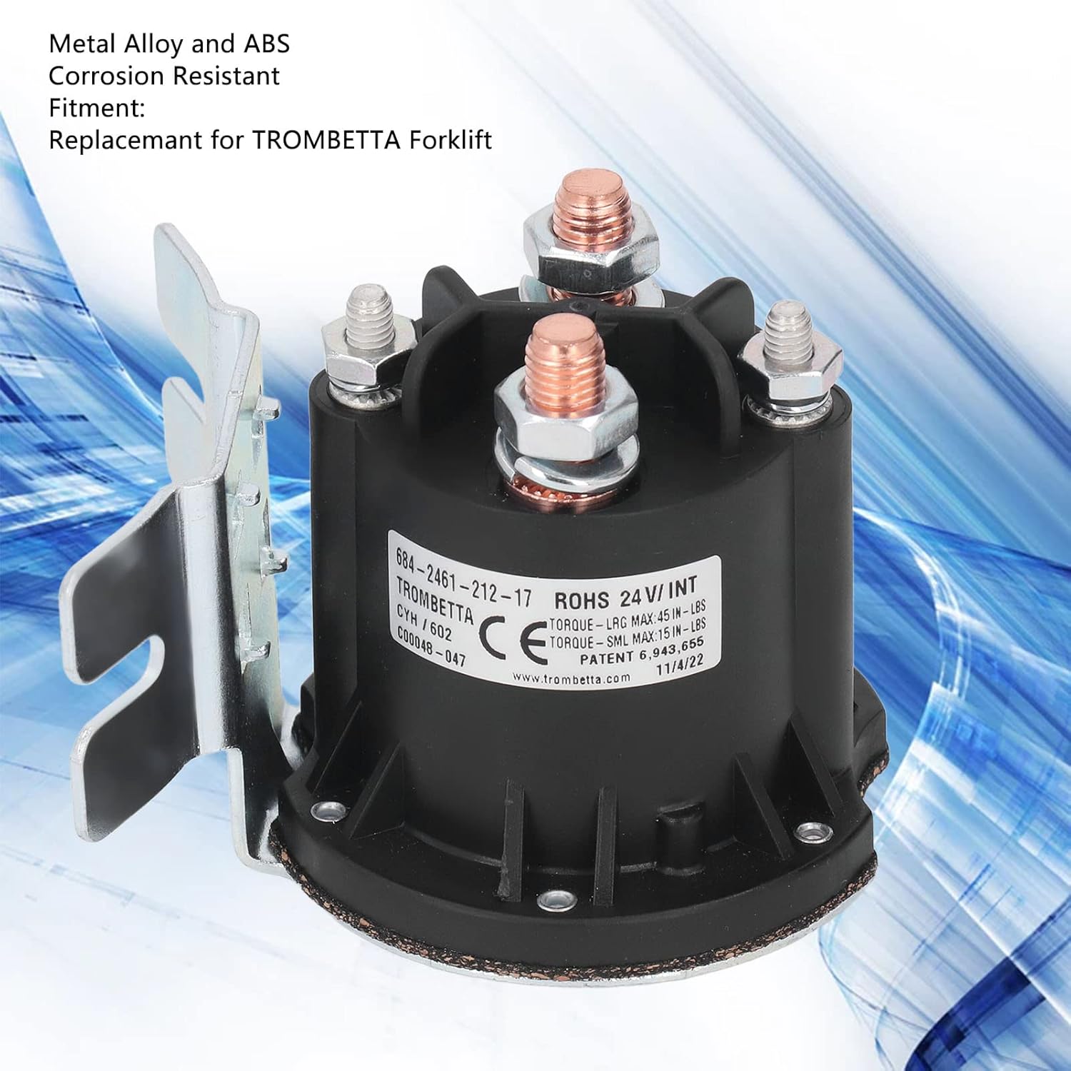DC24V 150A DC Contactor, High Sensitive Relay Switch DC Contactor Solenoid, Solenoid Relay Switch, 684 2461 212 17, DC Contactor Replacemant for Forklift