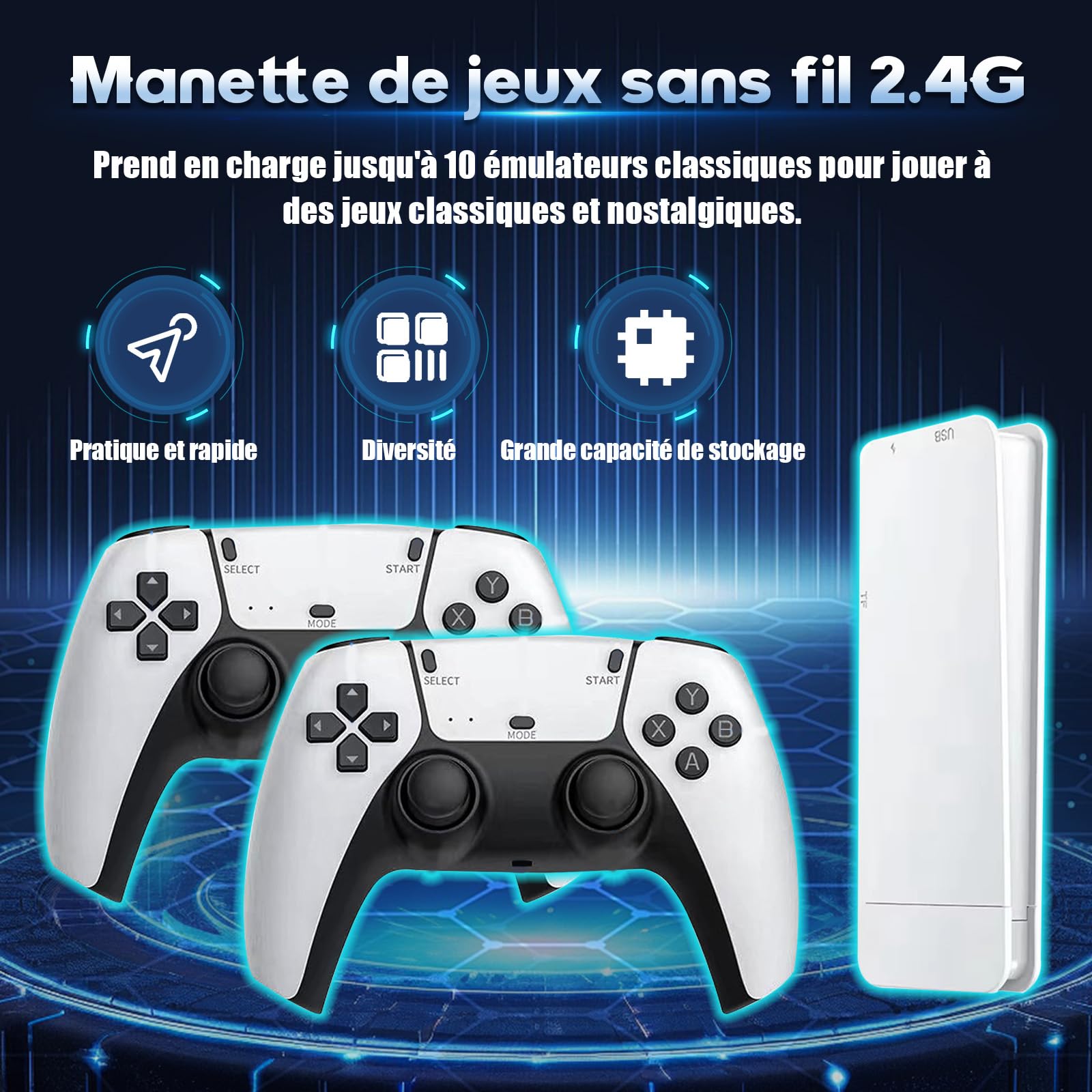 M15 Console de Jeu rétro Retro Game Stick 4K,50000+ Jeux,28 Émulateur,Console de Jeux Portable HDMI avec Deux Manettes sans Fil 2.4Ghz,Console de Jeux vidéo rétro Plug and Play pour TV (128G)