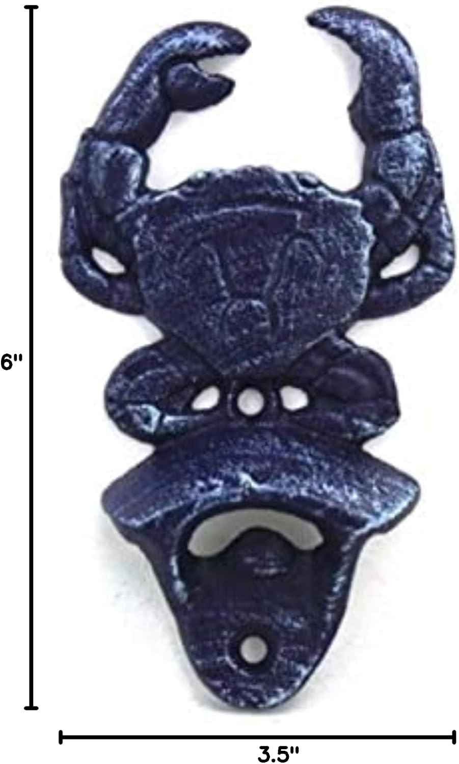 Hampton Nautical Rustic Dark Blue Cast Iron Wall Mounted Crab 6" Bottle Opener