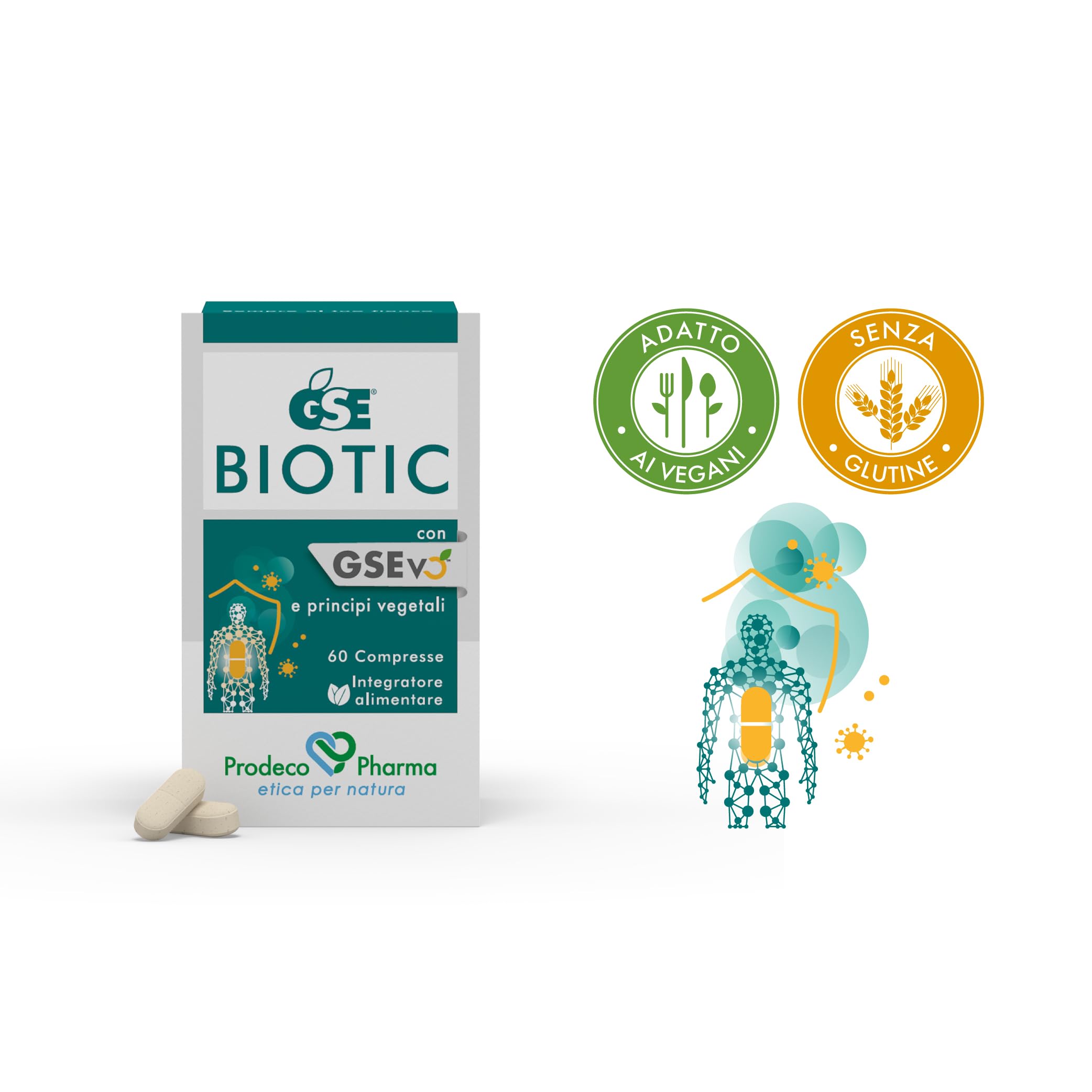 Prodeco Pharma GSE BIOTIC 60 Compresse - Integratore Alimentare Semi di Pompelmo