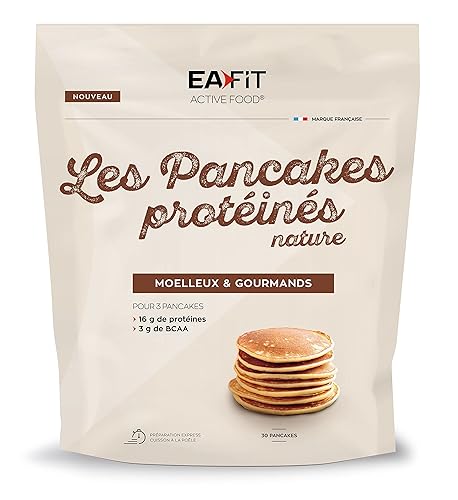 Les Pancakes Protéinés Nature - 400g - 16g de protéines - 3g de BCAA par portion de 3 PANCAKES - FAIBLE en Matières Grasses