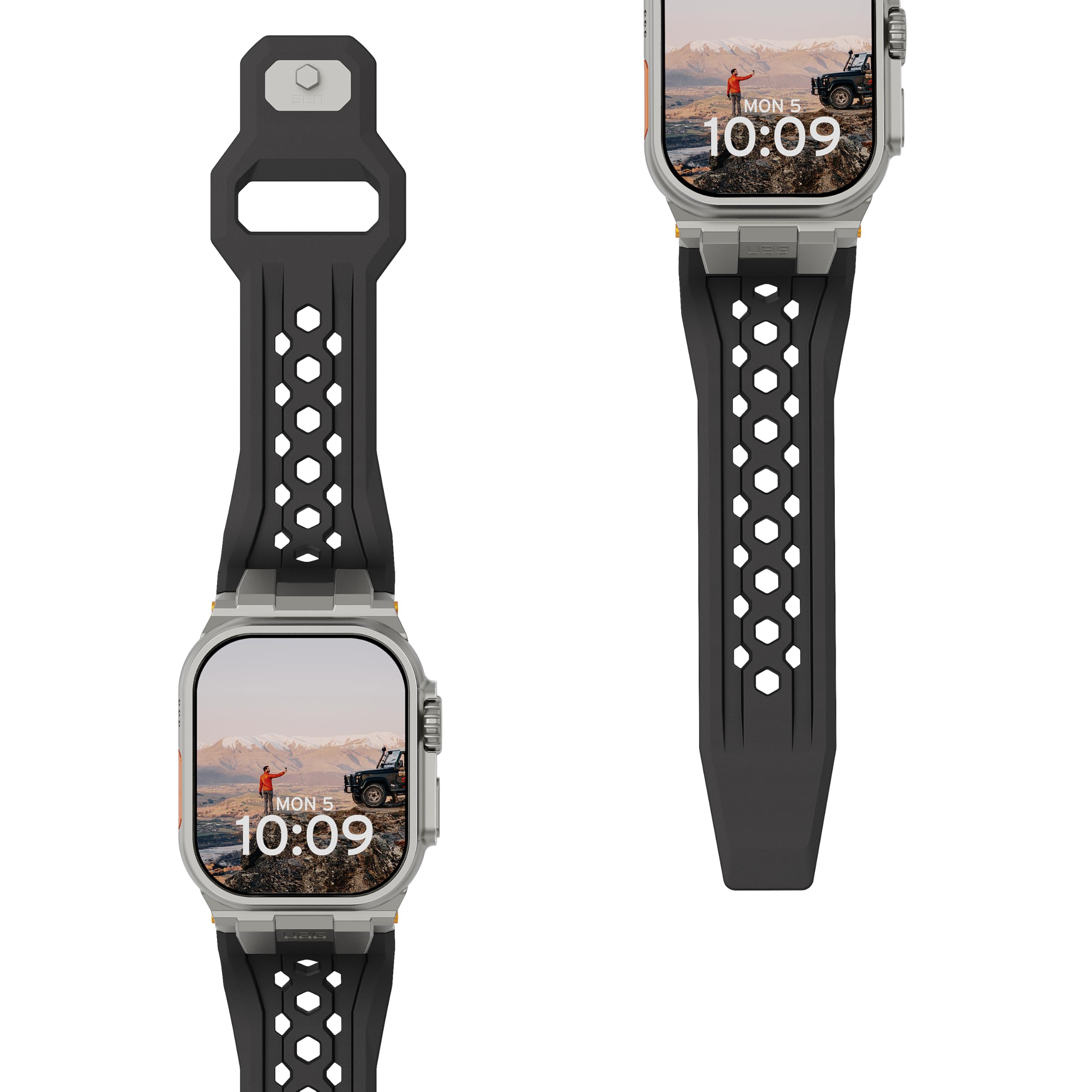 URBAN ARMOR GEAR UAG Uhrenarmband für Apple Watch 49/46/45/44 mm, Monarch – iWatch-Serie Ultra 3/Ultra 2/Ultra/4–11/SE3/SE2/SE, hochwertiges sportliches, atmungsaktives Ersatzarmband