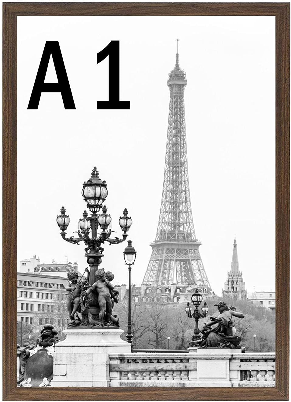 Stunning Large A1 Photo Poster Certificate Frame (59.4 x 84.1 cm) with Backboard and Styrene Included for Portrait and Landscape Display Wall Hanging -Walnut