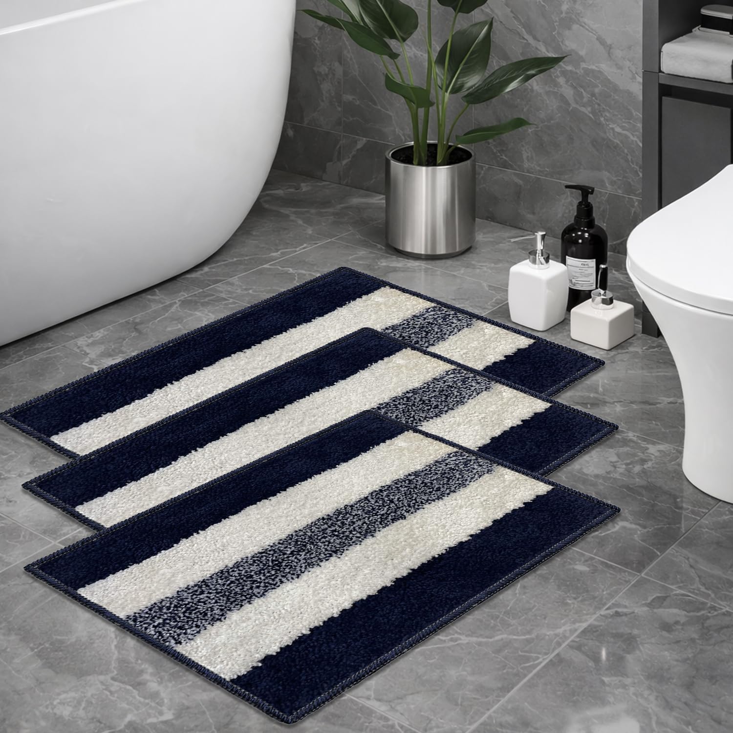 SITTELLA 3 Bath Mats - Soft, Absorbent & Non-Slip -1 SITTELLA 3 Bath Mats - Soft, Absorbent & Non-Slip -1