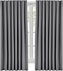Hansleep カーテン 遮光カーテン 1級遮光 厚手 断熱 防寒 防音 無地 洗濯可能 寝室 リビング 2枚組 (グレー, 幅100cm×丈178cm)