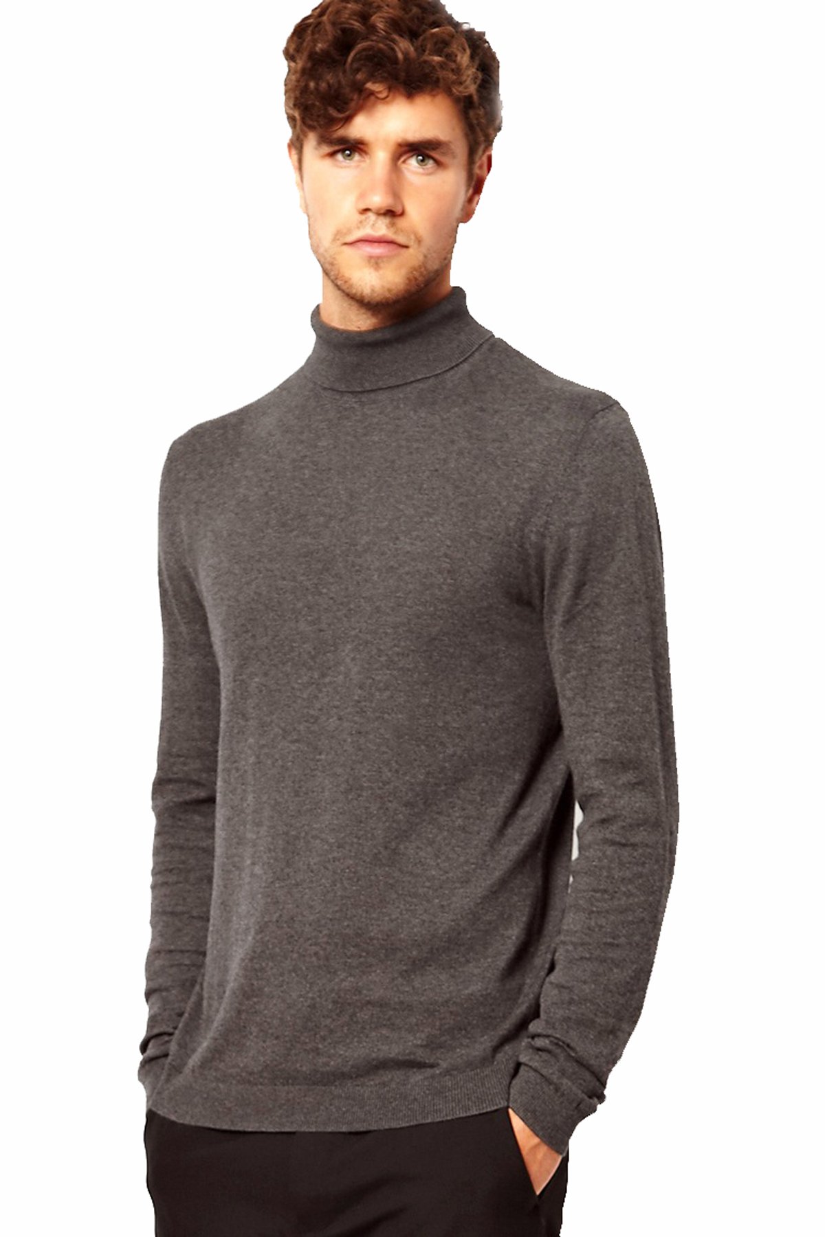 elegance1234 Manches Longues col roulé en Coton Doux Hommes de qualité supérieure de Souffle toutes les Tailles et Couleurs(Men's Roll Neck) Ref:1251 (xx-Grand(xx-Large), Carbon (Charcoal))