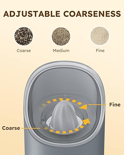 Miniatura 6 de Sangcon Gravity - Molinillo eléctrico de sal y pimienta con interruptor de seguridad, funciona con pilas con luz LED, grosor ajustable, accesorios