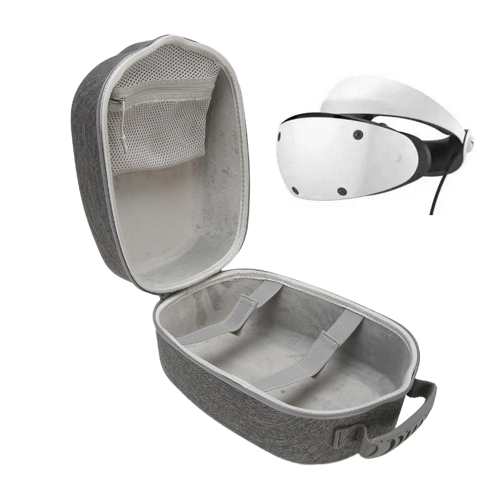 Carcasa Rígida para Auriculares Playstation VR2, Gran Capacidad, Fácil de Transportar, Protección Múltiple, Material EVA Duradero, Gris, para PS VR2 y Accesorios