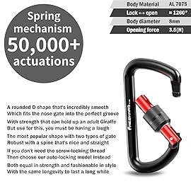 FresKaro Carabiner Clip, Locking and Small, Heavy Duty Carbineers, Key and Keychain Clips, Black Karabiner 3inch, Aluminum, D-Ring, for Belt, Hammock, Weight Bearing, Hiking, Dog Crate, 2Pack