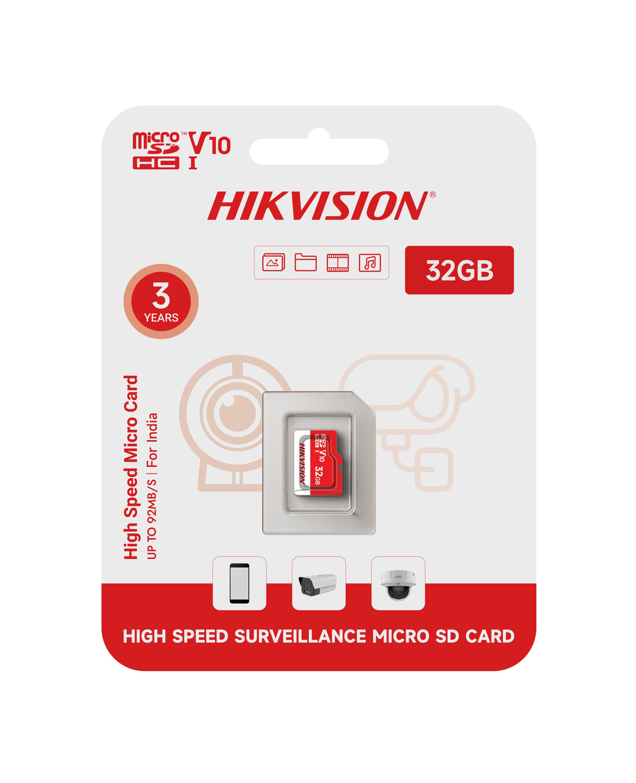 HIKVISION Extreme 32GB microSDXC Memory Card Class 10, V30 | 92MB/s Read, 25MB/s Write Speed | Compitable with Smartphones, Camera, CCTV | Drop Protection | Memory Card | 3 Yrs Warranty — Amazon image 2