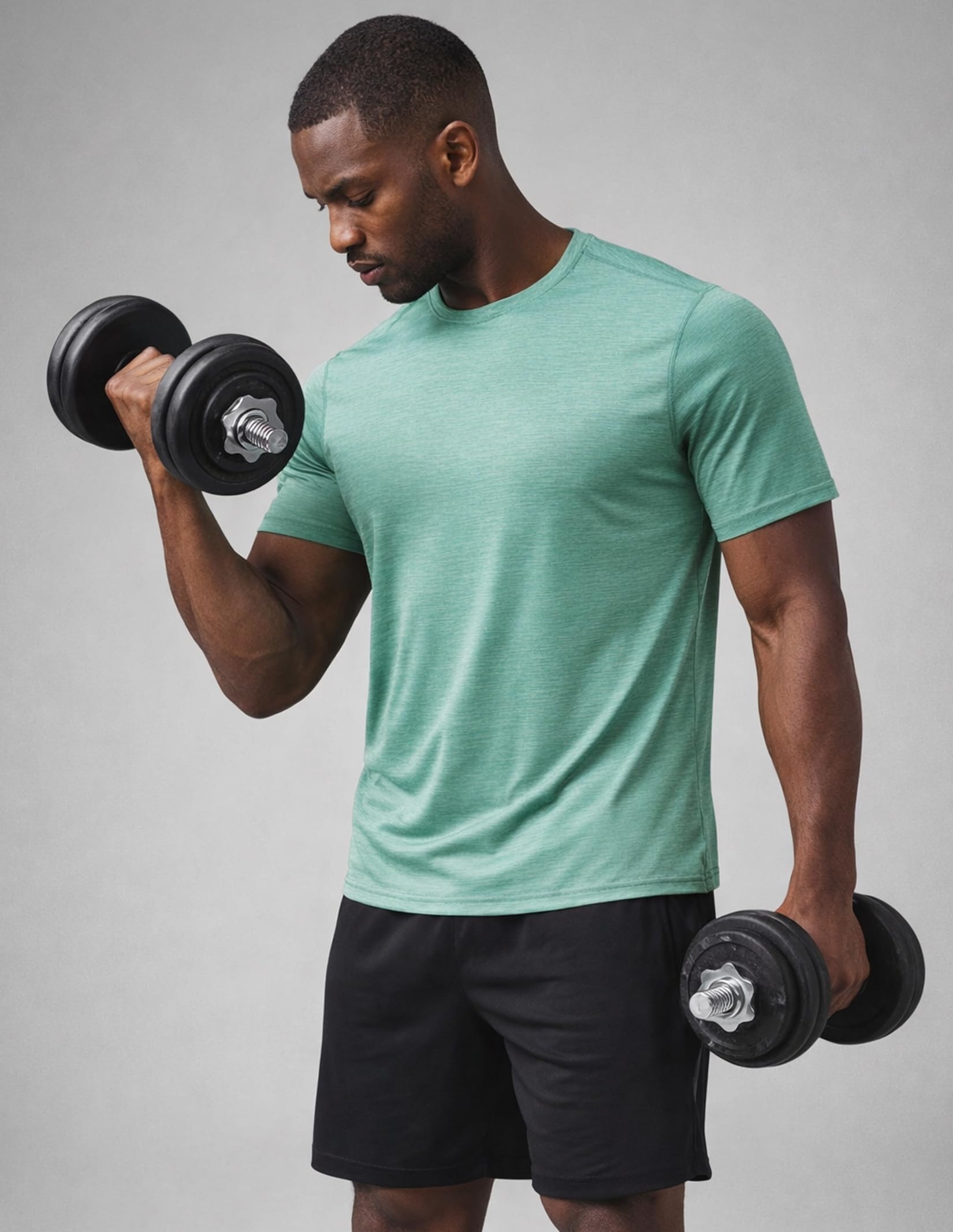 Aktive, schnell trocknende Herren-T-Shirts, Rundhals, Kurzarm, athletisch, Laufen, Training, 5er Pack