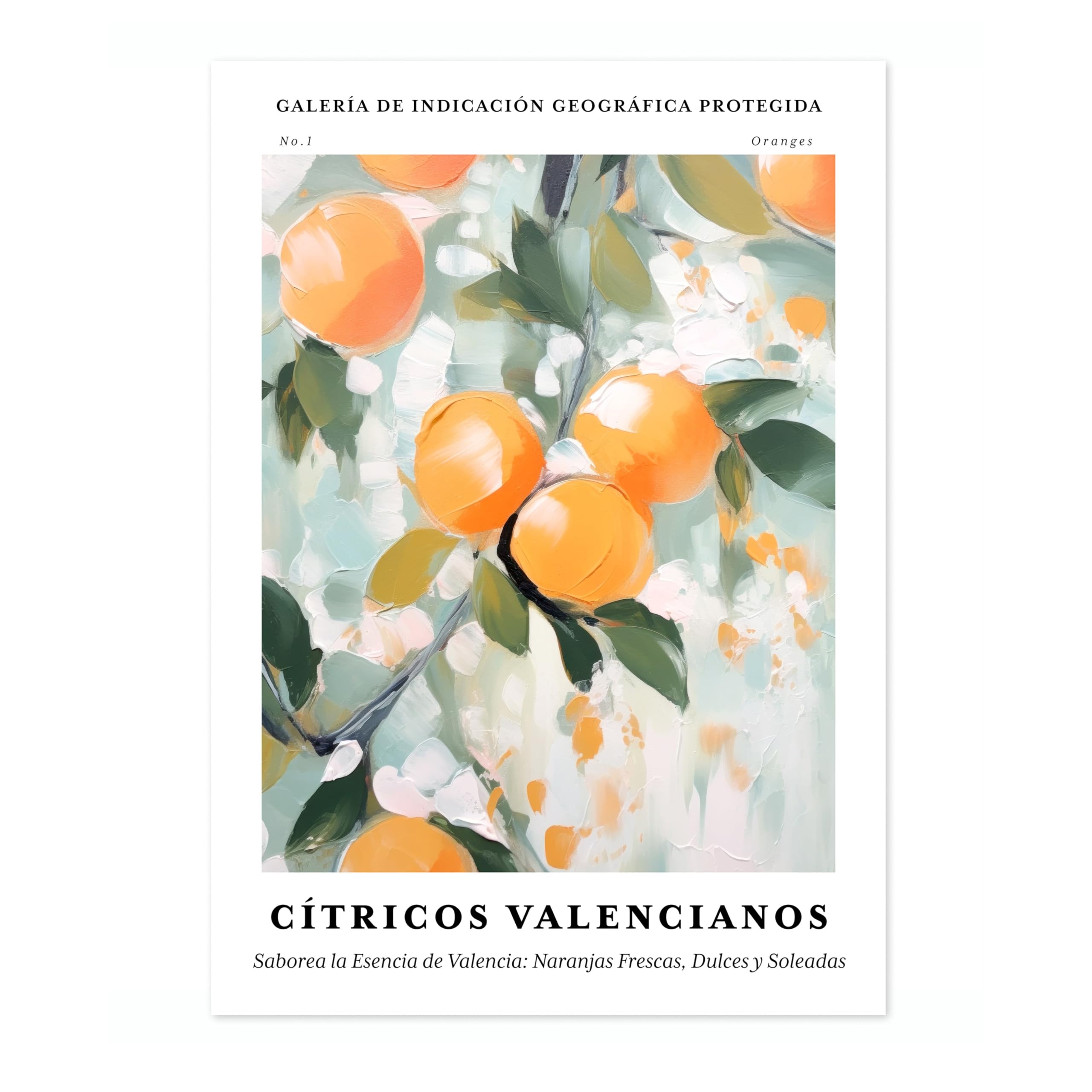Oranges - Valencia Minimalist Abstract Poster Colorful Floral Prints Aesthetic Painting Modern Bedroom Bathroom Wall Decor, Archival Matte, A4 (Print Only) - 29.7x21cm