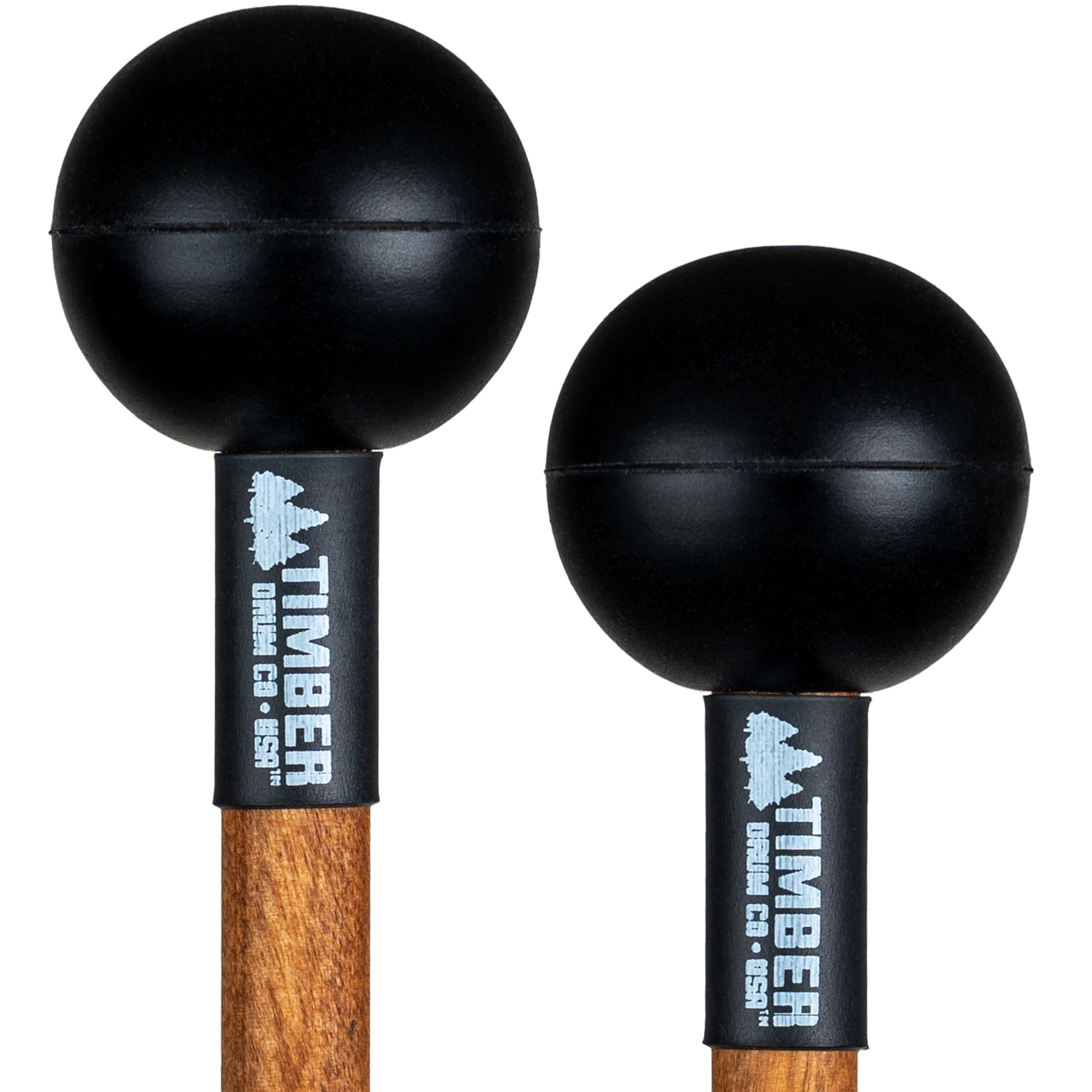 Timber Drum Co. Percussion Mallets — U.S.A. ASSEMBLED — Sticks for Marimba, Steel Tongue Drum, Vibraphone — Soft Rubber, 15.25"