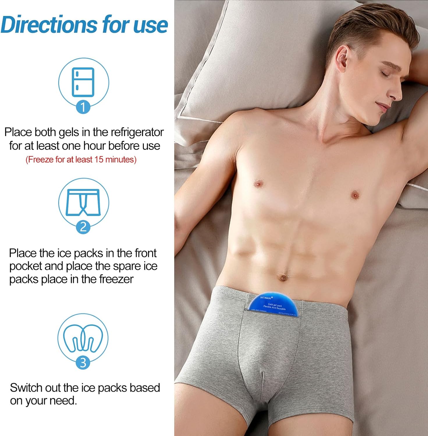 Vasectomy Support Underwear for Men, Briefs with 2 Ice Packs for Testicular Support and Pain Relief - Image 4