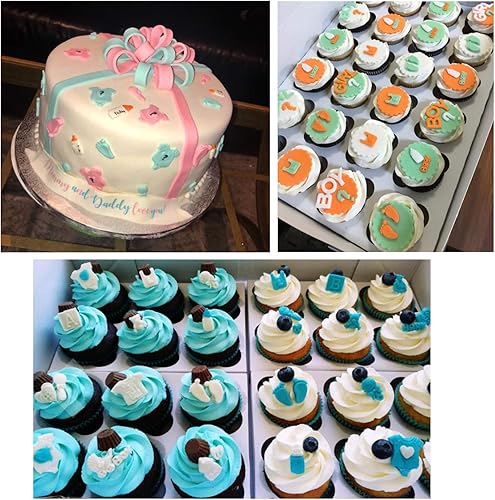 Miniatura 8 de Rainmae 5 moldes de silicona para pastel de fondant para bebé, fiesta de cumpleaños de bebé, cocina, molde para hornear, decoración de pasteles,