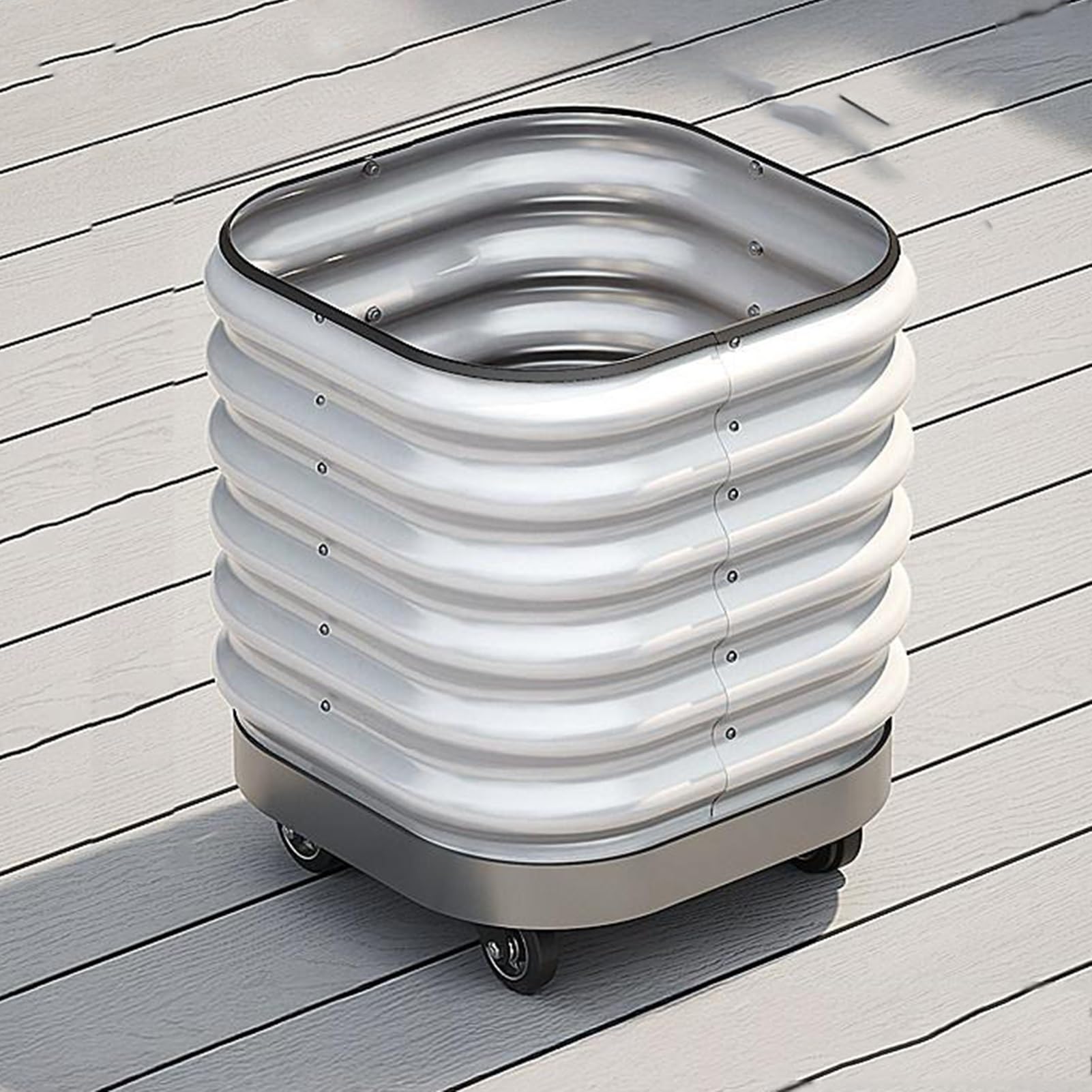 GUODDM Self-Watering Raised Garden Bed With Wheels – Galvanized Steel Elevated Planter Box With Water Reservoir – Mobile For Vegetables, Herbs, Flowers(40 * 40 * 53cm)