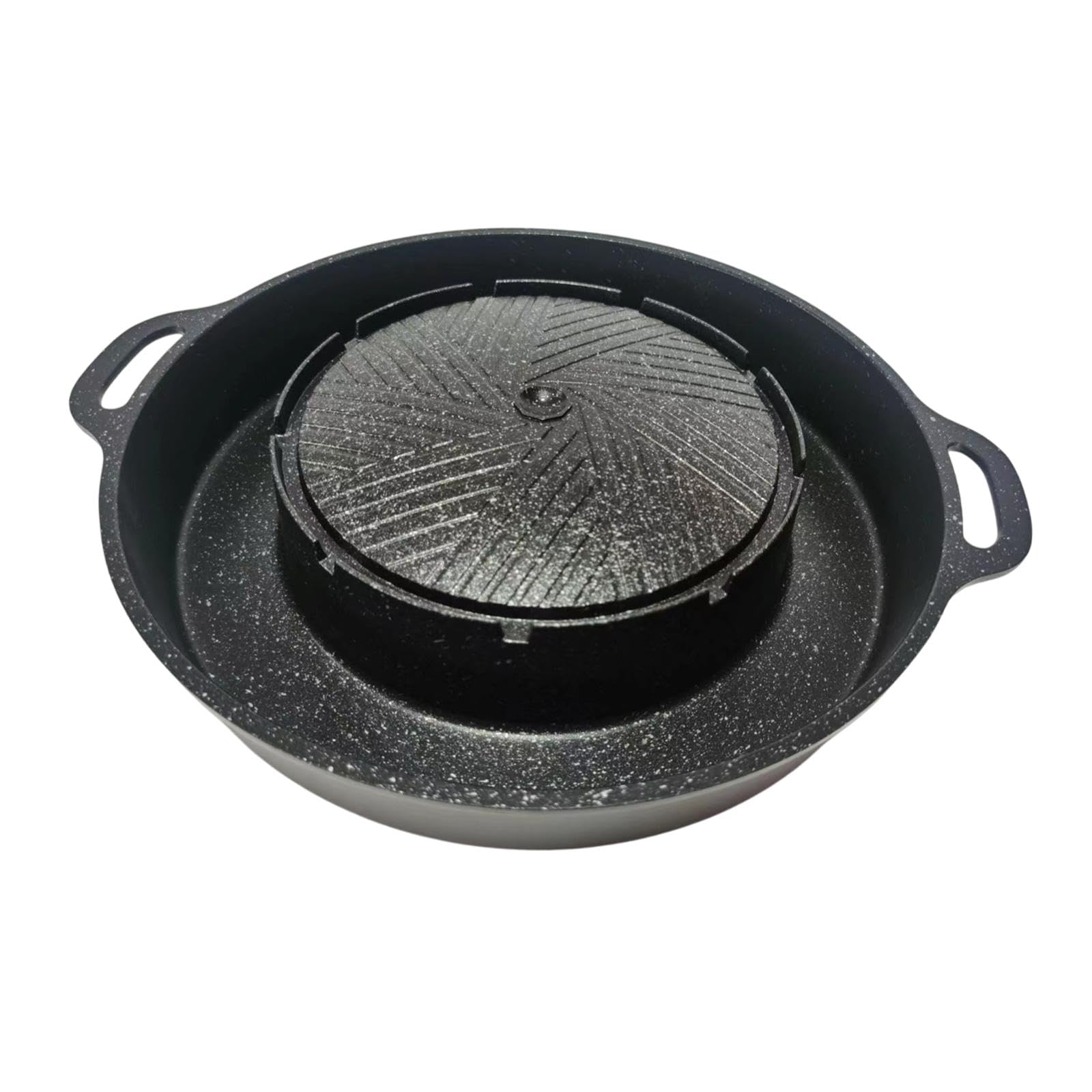 F Fityle 2 in 1, Koreanischer BBQ-Hotpot und Grill, Kochgerät, Grillplatte für Camping, Gartenparty, Indoor, Outdoor, Zuhause, S