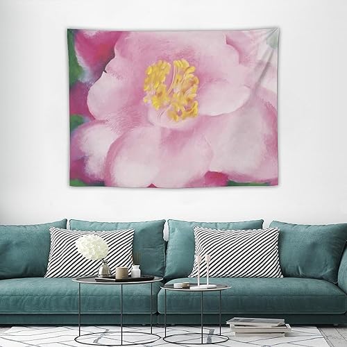 Miniatura 3 de YWVWY Georgia Okeeffe - Cuadro decorativo para pared, diseño de camelia rosa, tapices, tapices, obras de arte para dormitorio, sala de estar,