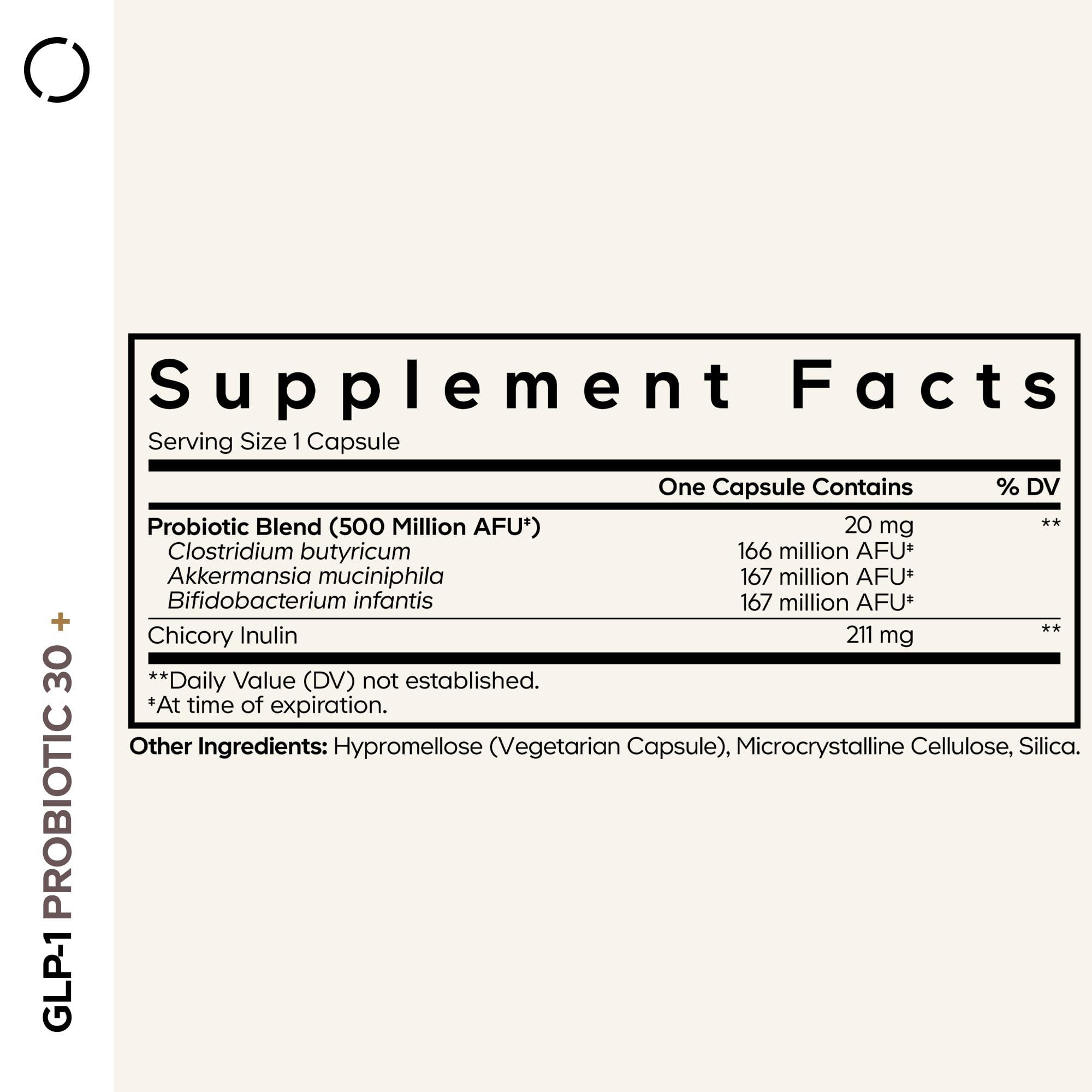 Codeage GLP-1 Probiotic+ - Live Probiotics Akkermansia, Clostridium, Bifidobacterium, Chicory Inulin Probiotic, Prebiotics & Postbiotics Supplement - 500 Million AFU - 30 Capsules