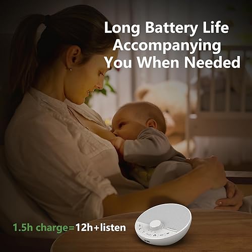 Miniatura 7 de Máquina portátil de sonido de ruido blanco con 18 sonidos de sueño, función Bluetooth alimentada por batería, perilla de control de volumen,