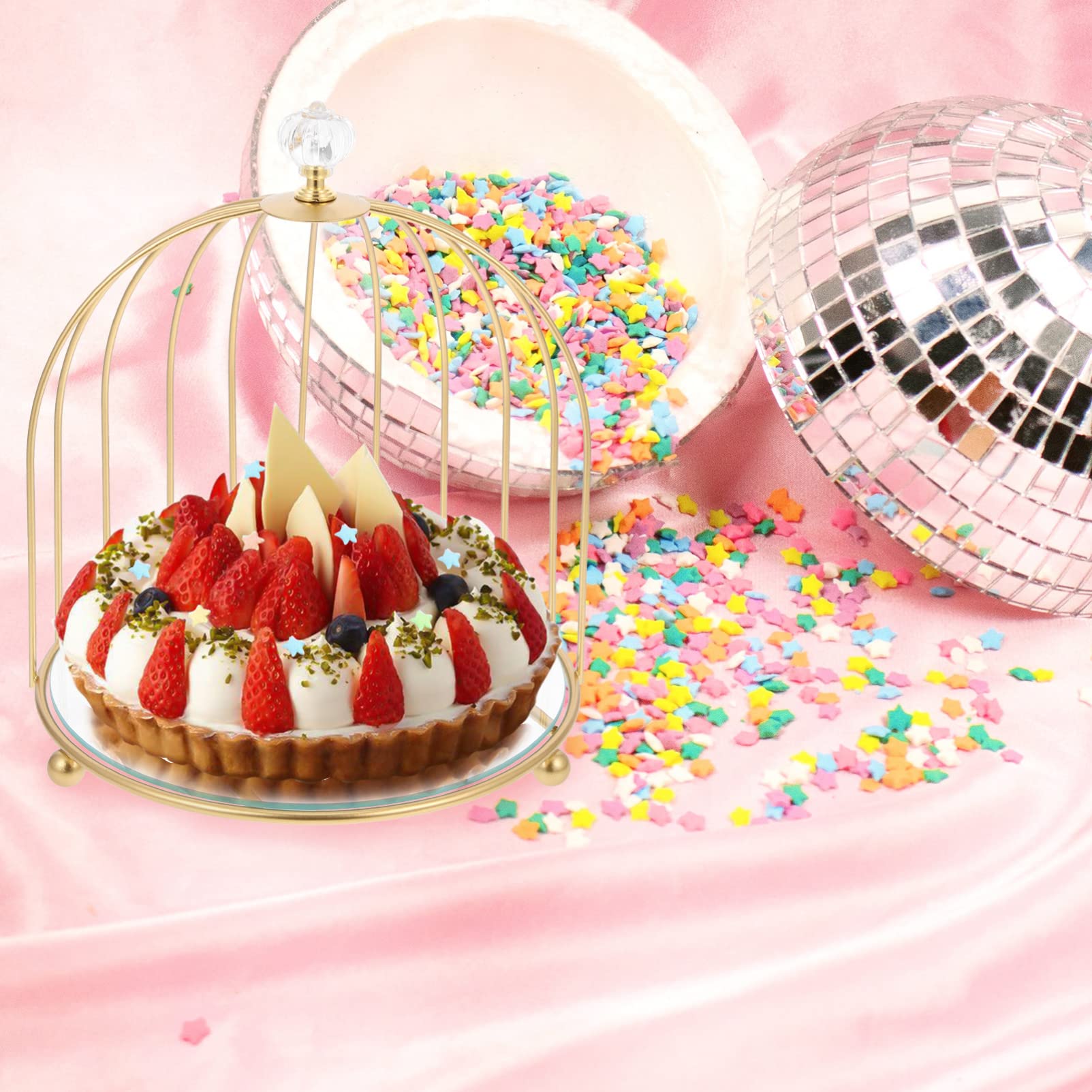 DOITOOL Storage Cage Cupcake Stand Bird Cage Shaped Cake Stand Metal Dessert Display Plate Cupcake Fruit Dishes for Birthday Wedding Party Supplies Pastry Display