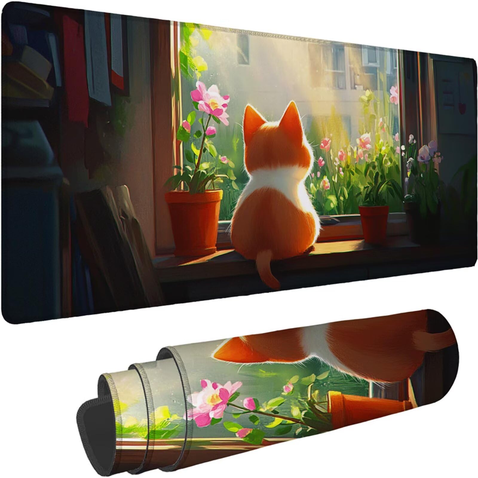 Gamingowa podkładka pod mysz 1200 x 600 x 3 mm, XXL, wodoszczelna, odporna na ścieranie, z przyszytymi krawędziami, podkładka na biurko, poprawia prędkość i precyzję, pod laptopa, komputer, wzór