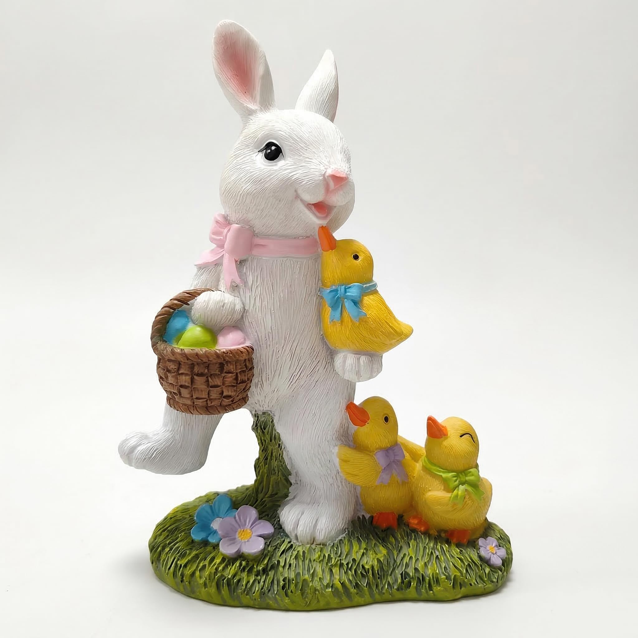 Easter Decorations Bunny Decor Figurine Decoration Spring Rabbit with Goose Decor Yard Outdoor for Garden Home Cute Easter Gift