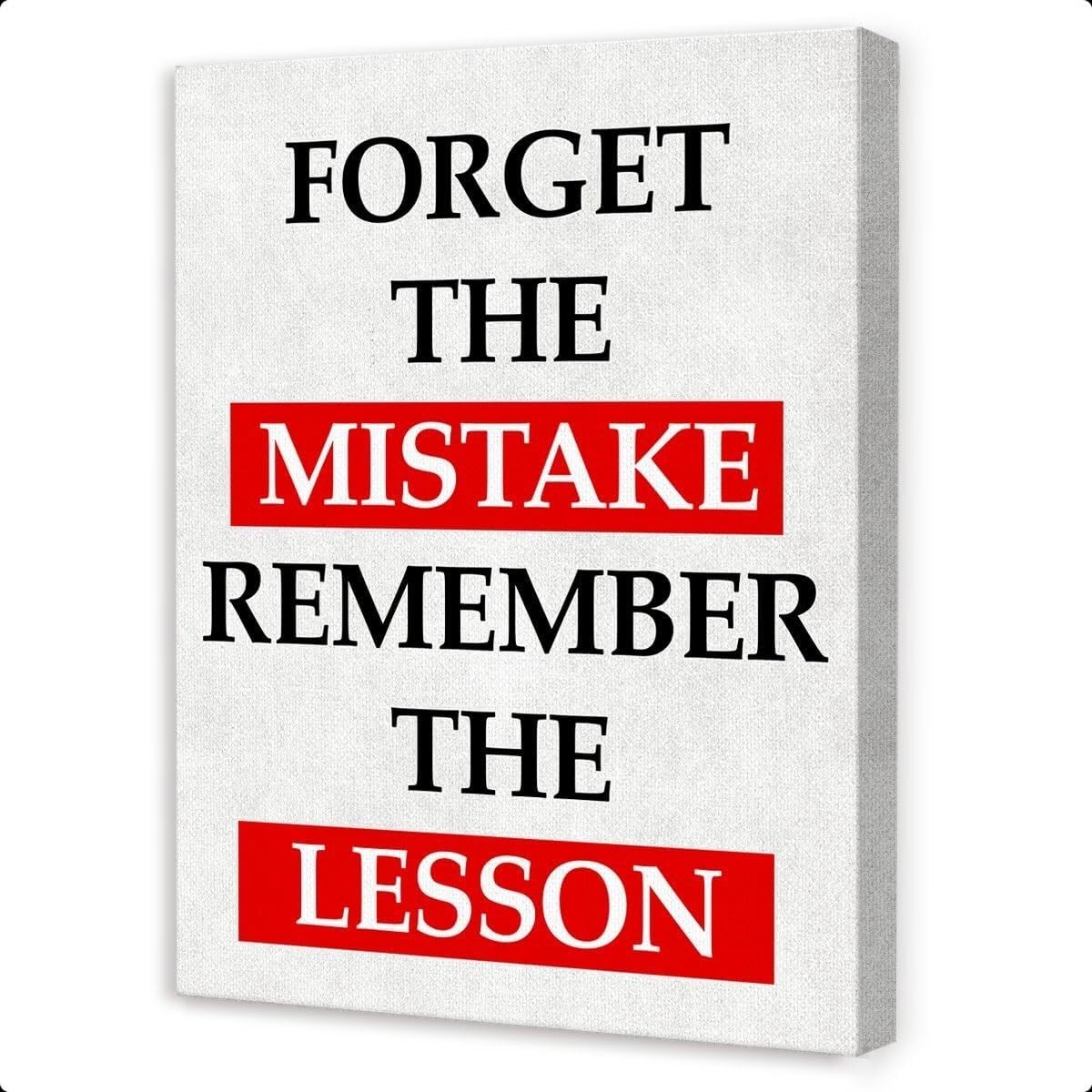 RNUMLIGH Inspirational Quote Canvas Wall-Art Motivational Remember the Lesson Decor for Bedroom Office Living Room(Framed,16x24inch(40x60cm))