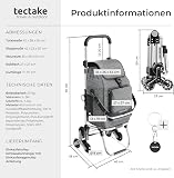 tectake® 56L Shopping Trolley on Wheels with 3-in-1 Function as Grocery Trolley, Shoulder Bag & Sack Truck, Folding Shopping Cart with Aluminium Frame, Stair-Climbing Wheels & Cooler Bag - Grey - 6