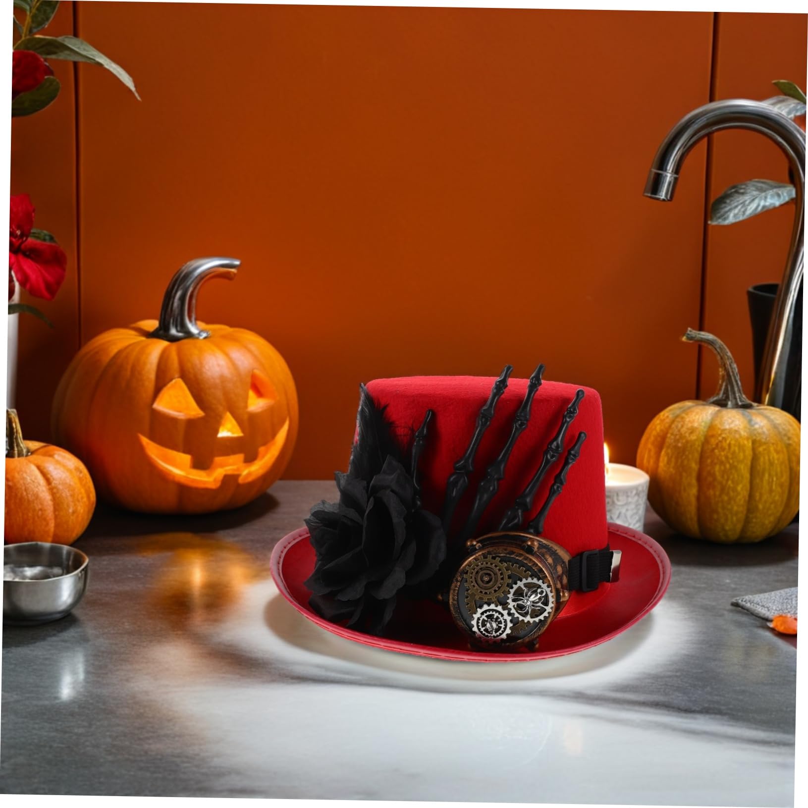 Healvian Sombrero de Copa Steampunk con Diseño de Calavera para Disfraces de Halloween Fiestas y Eventos Cosplay un Accesorio Único para Hombres y Mujeres
