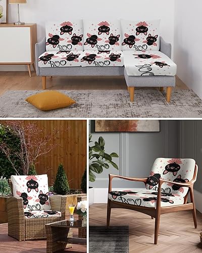 Miniatura 6 de Fundas de cojín elásticas para sofá de Halloween, seccional, individual, en forma de T, funda protectora para muebles con parte inferior elástica,